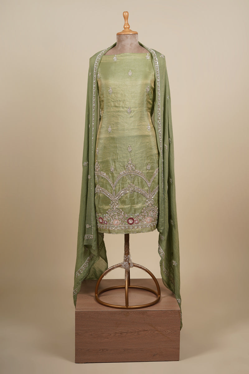 Sea Green Sequin & Pearl Suit Set For Women Frontier Phagwara