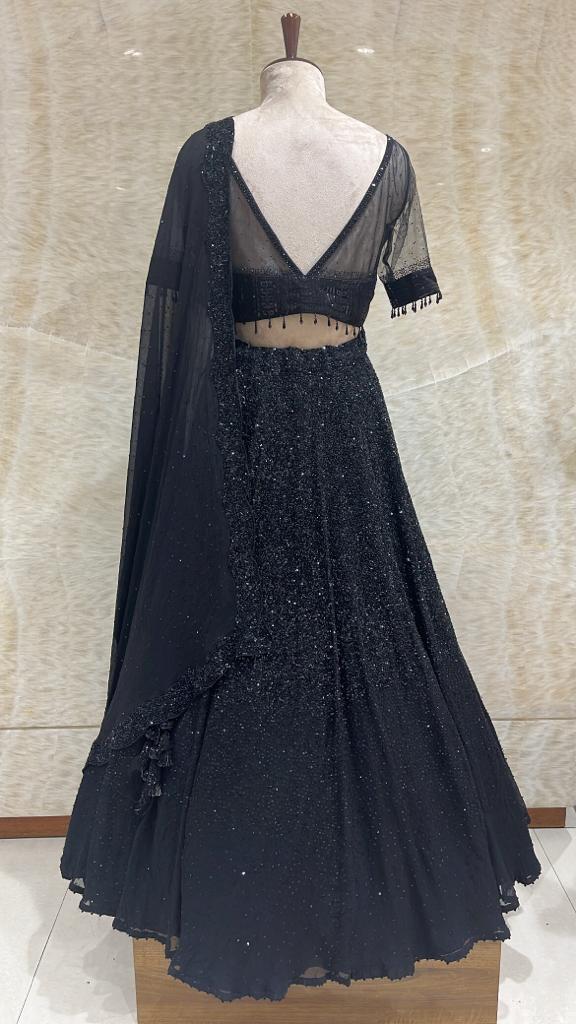 Elegant Black Net Lehenga