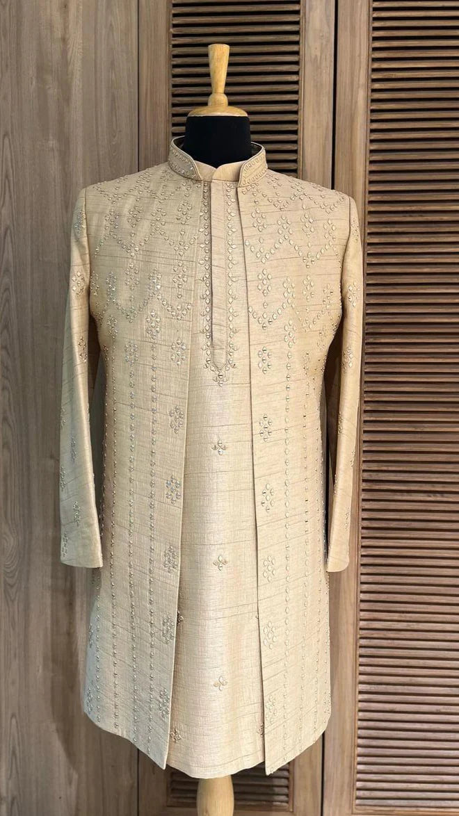 Light Gold Sherwani Set