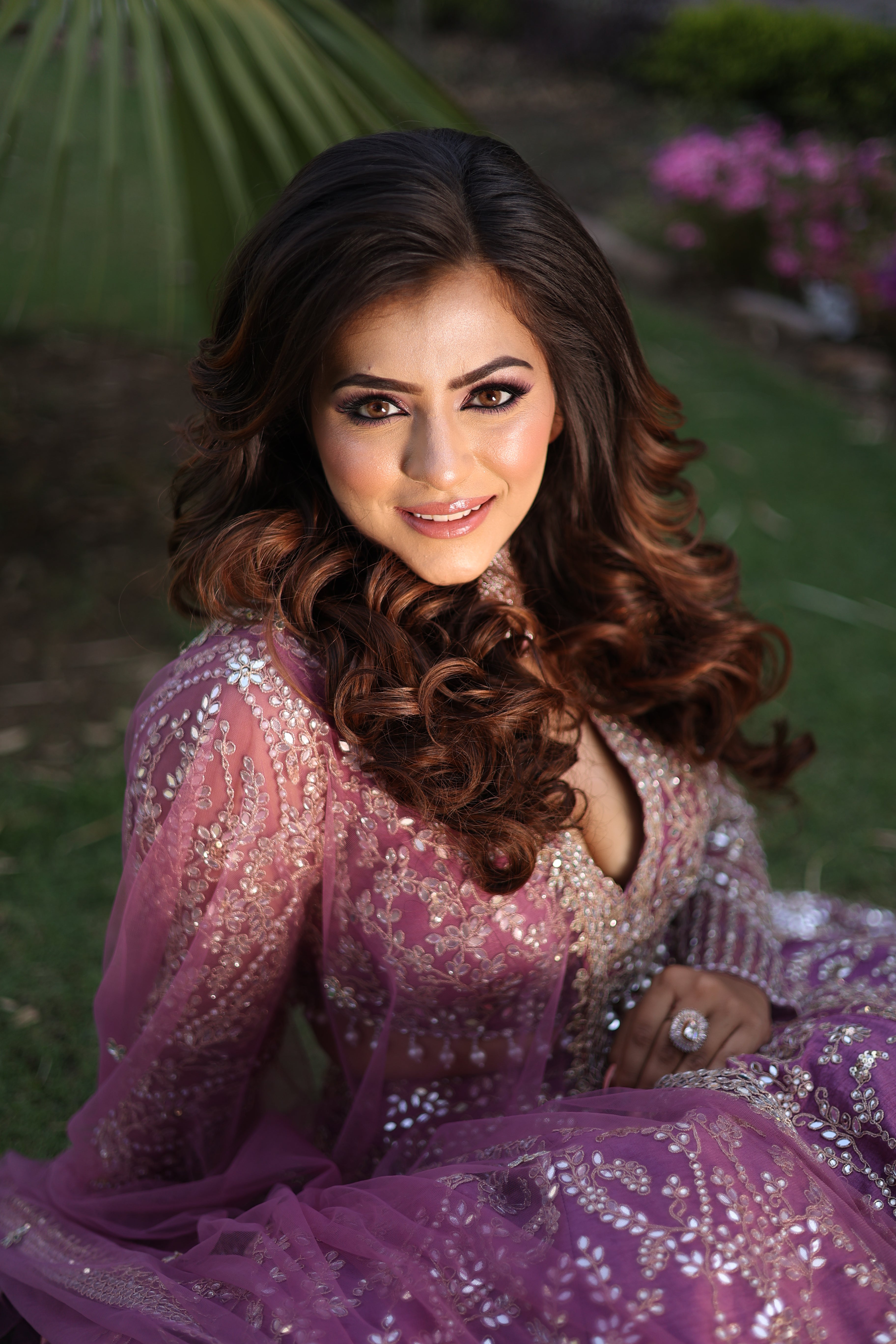 Lilac Net Sequin And Bead Embroidered Lehenga Set