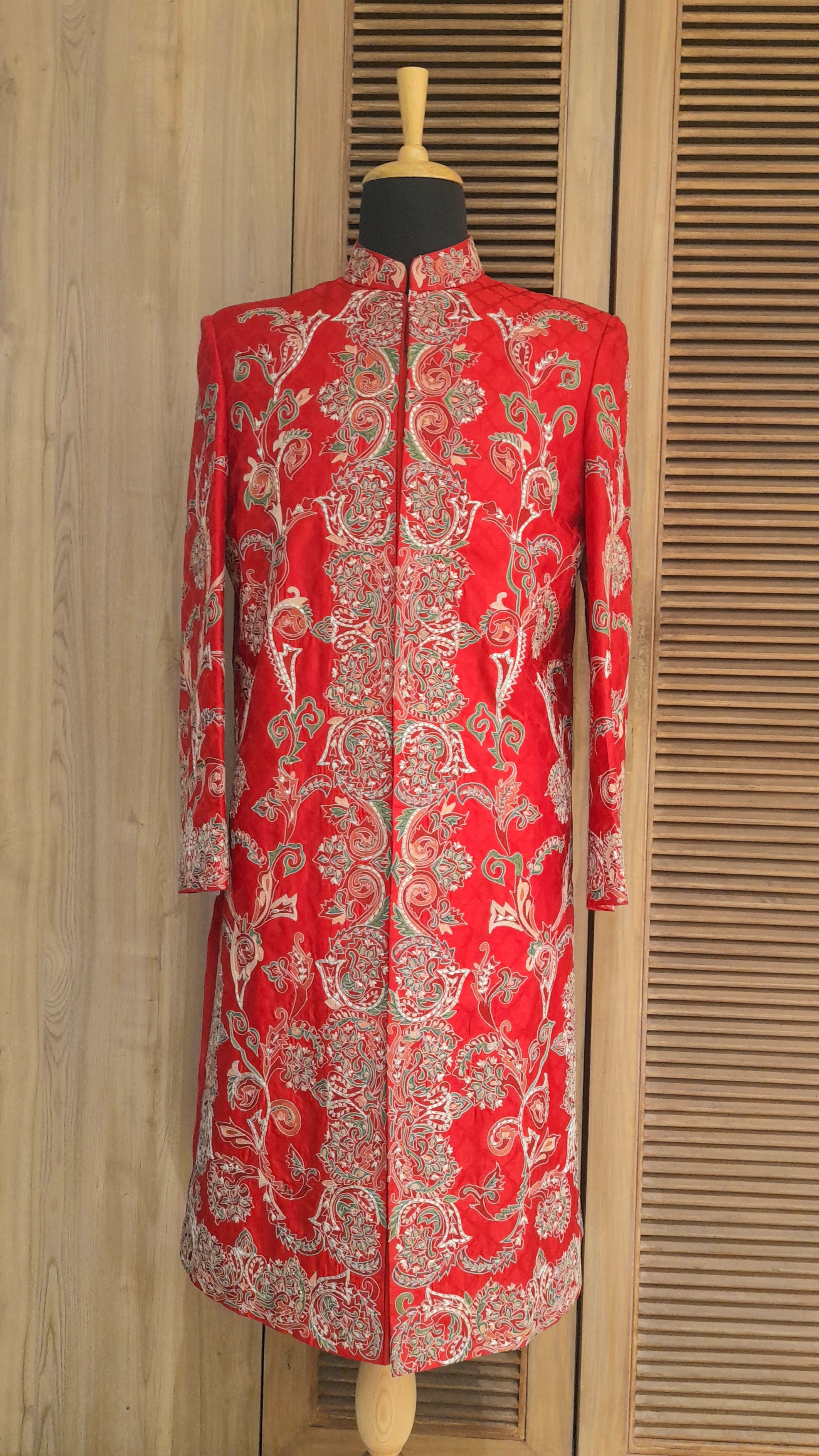 Red Color Wedding Sherwani For Men