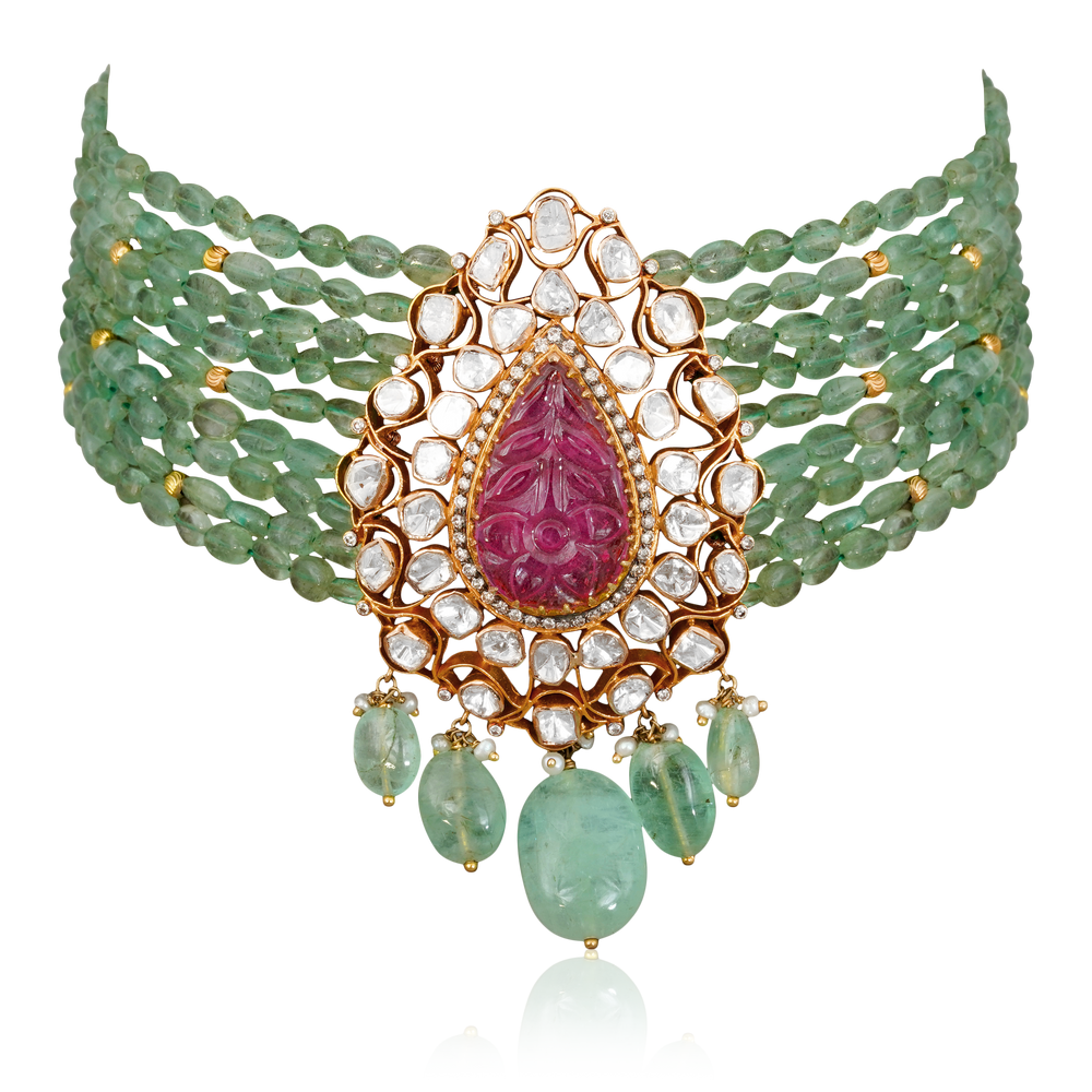 SCARLET STARLIGHT POLKI CHOKER