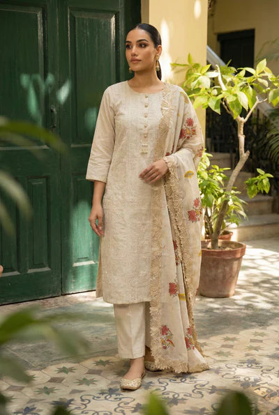 HERITAGE INDIA OFFICIAL - Warm Ivory Gulbahar Chanderi Suit Set