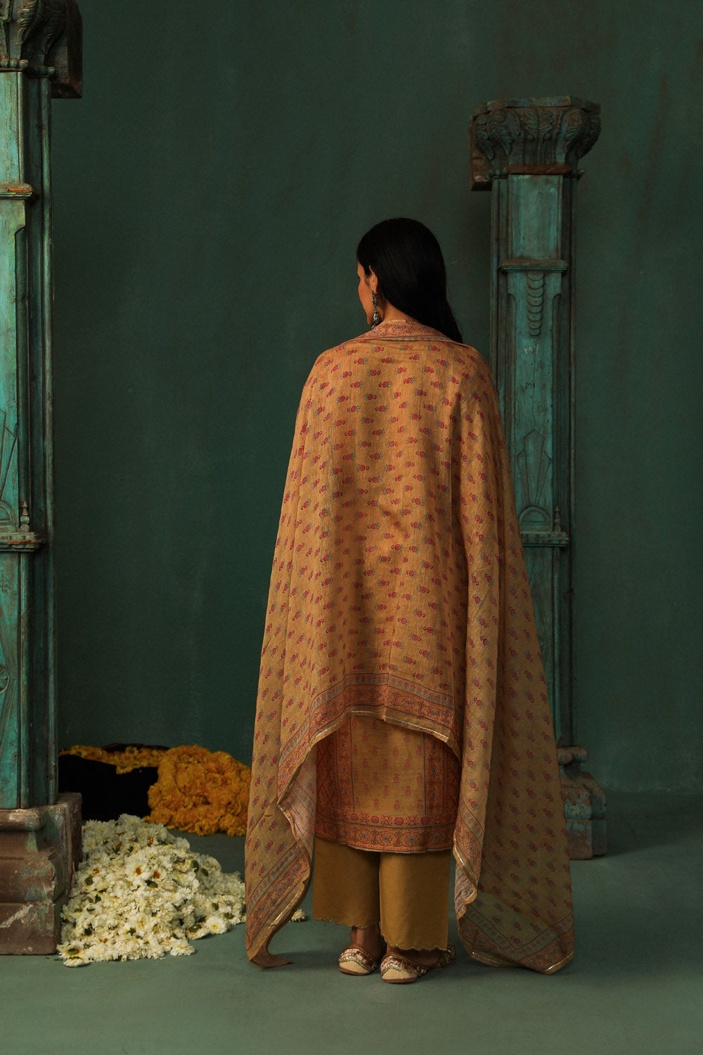 MUSTARD LINEN SUIT SET (WITH PANTS AND DUPATTA)