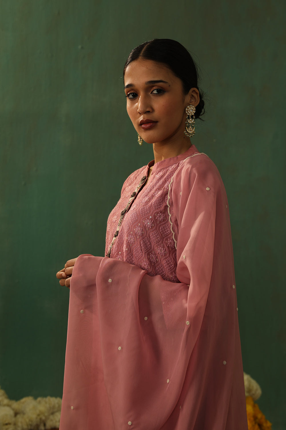 ROSE PINK COTTON SILK SUIT SET (WITH PANTS AND DUPATTA)