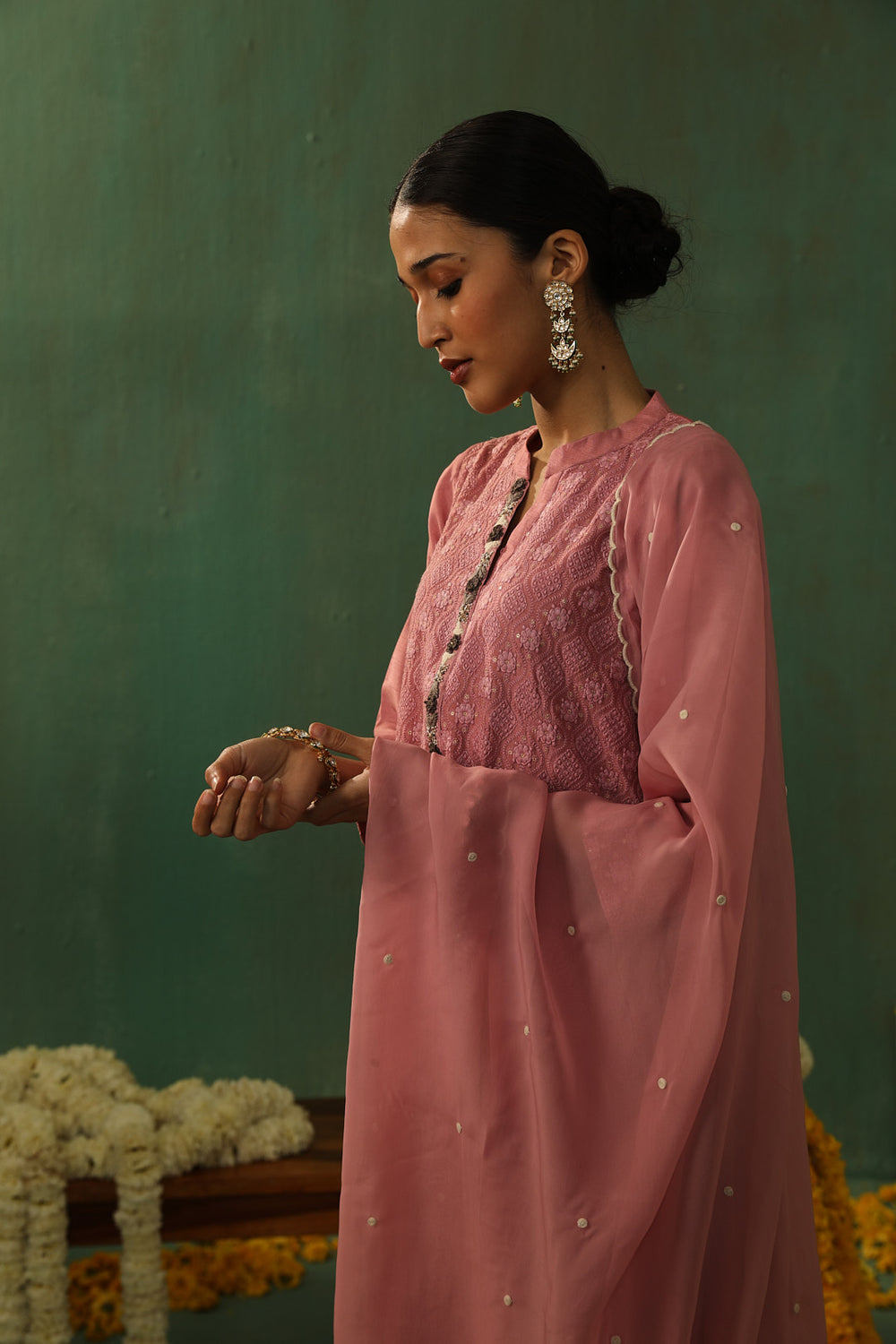 ROSE PINK COTTON SILK SUIT SET (WITH PANTS AND DUPATTA)