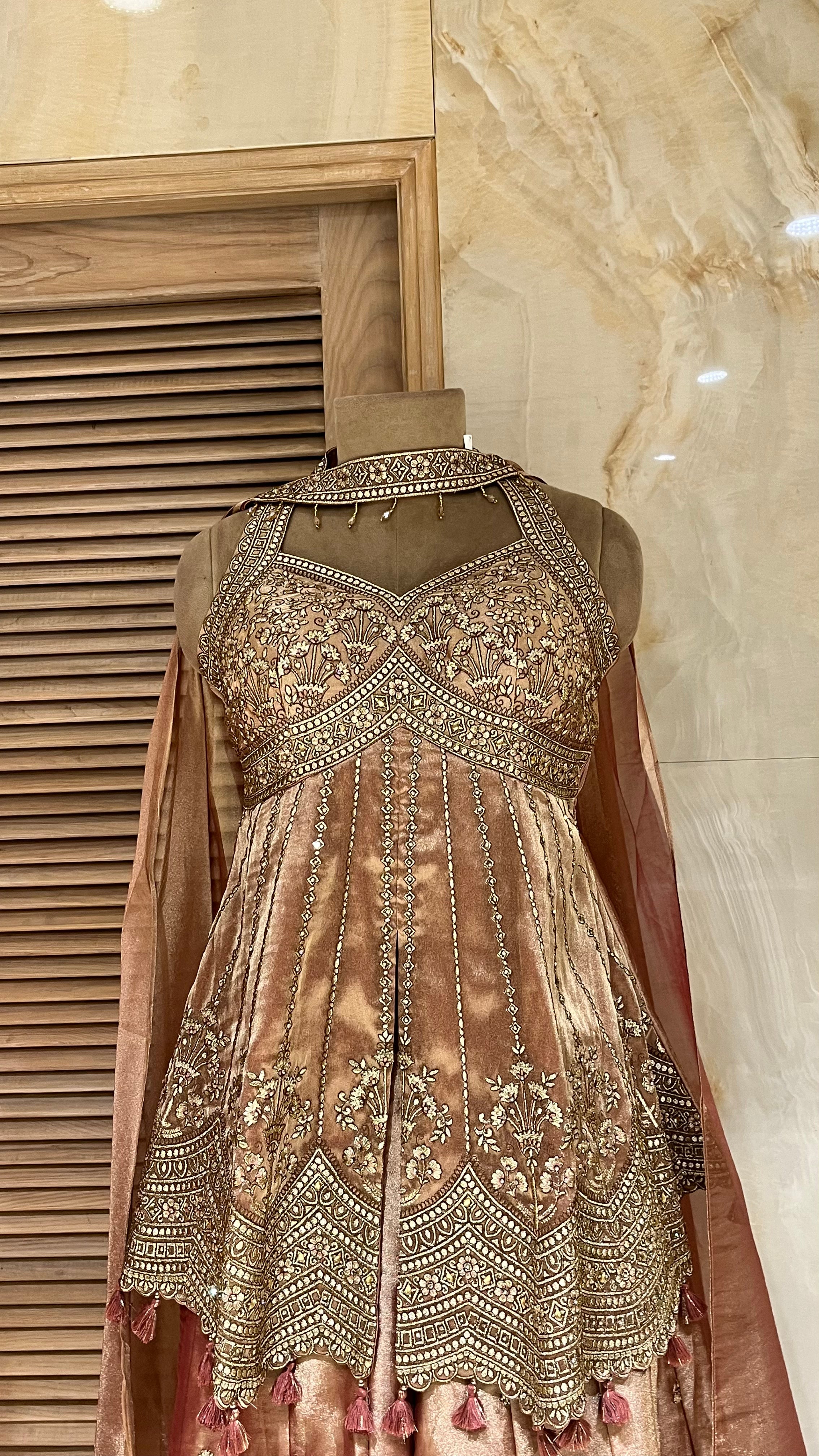 PEACH EMBROIDERED SHARARA SUIT