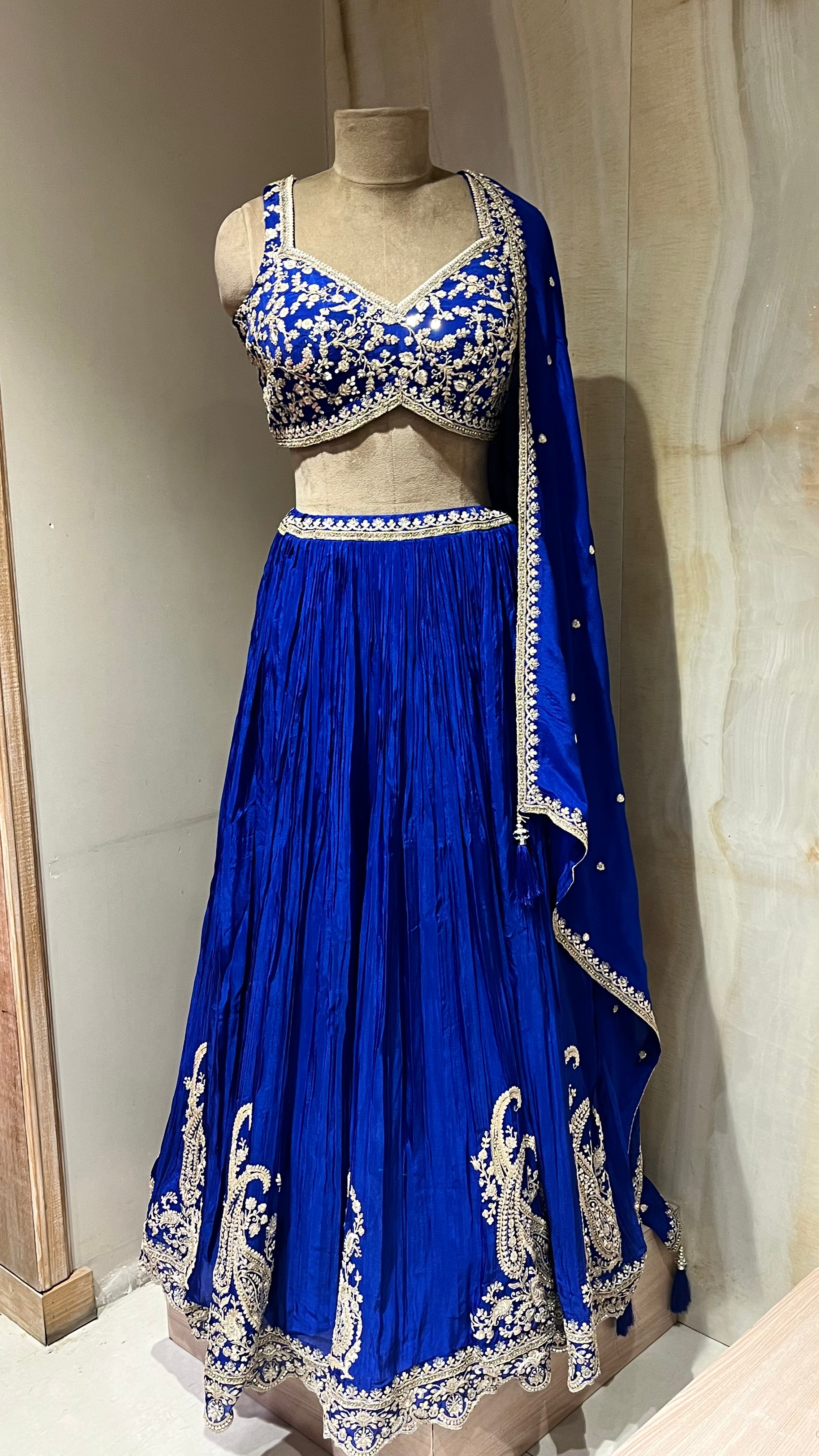 ROYAL BLUE EMBROIDERED LEHENGA SET