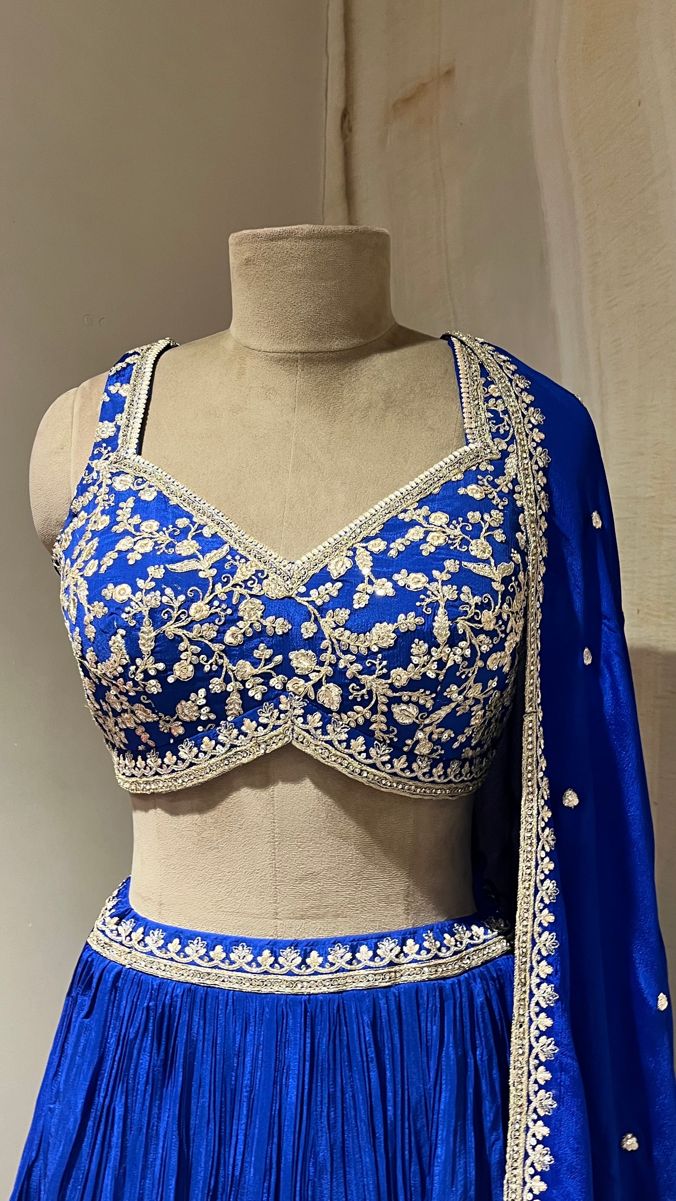 ROYAL BLUE EMBROIDERED LEHENGA SET
