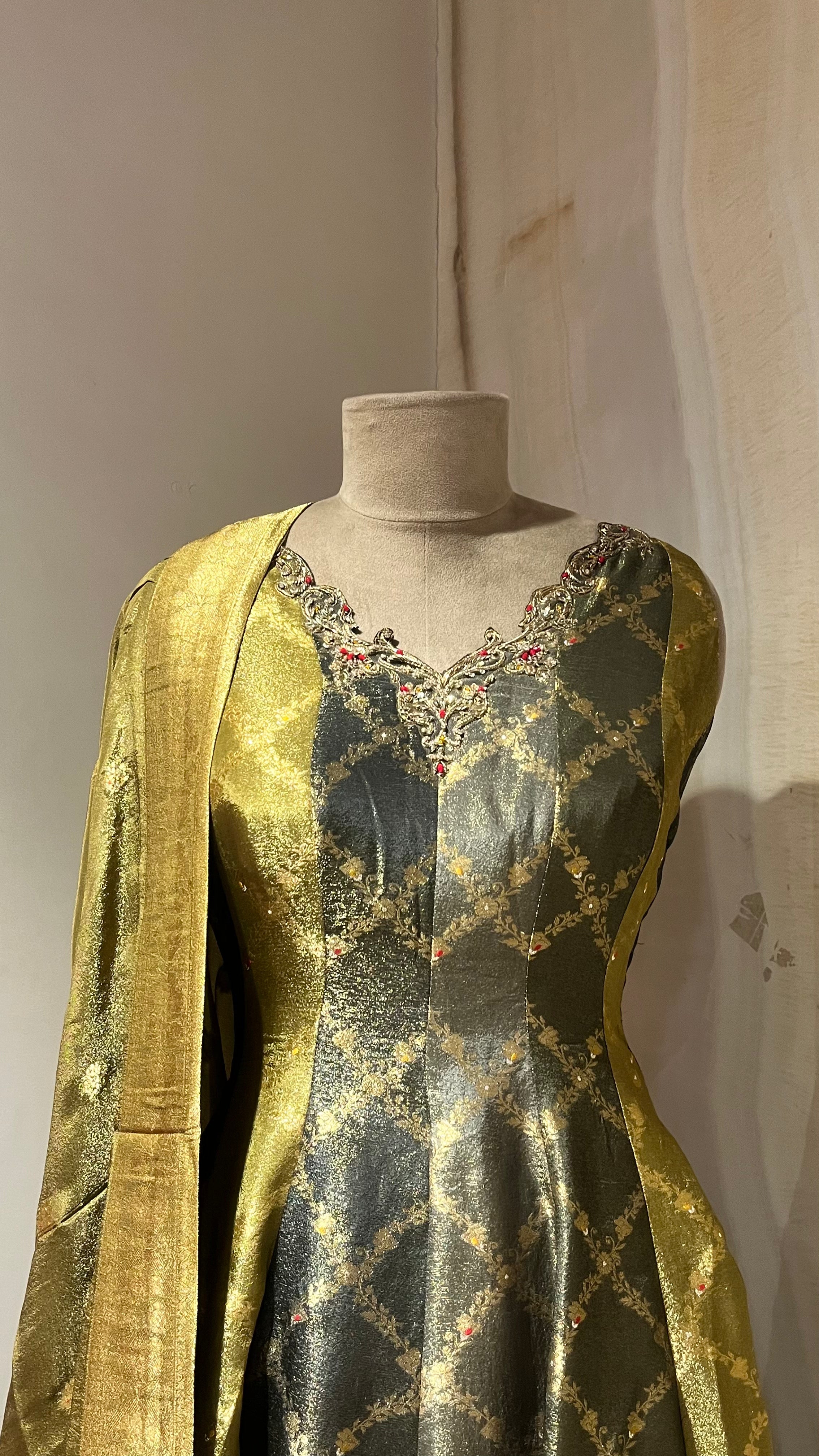 OLIVE GREEN FESTIVE ANARKALI SUIT