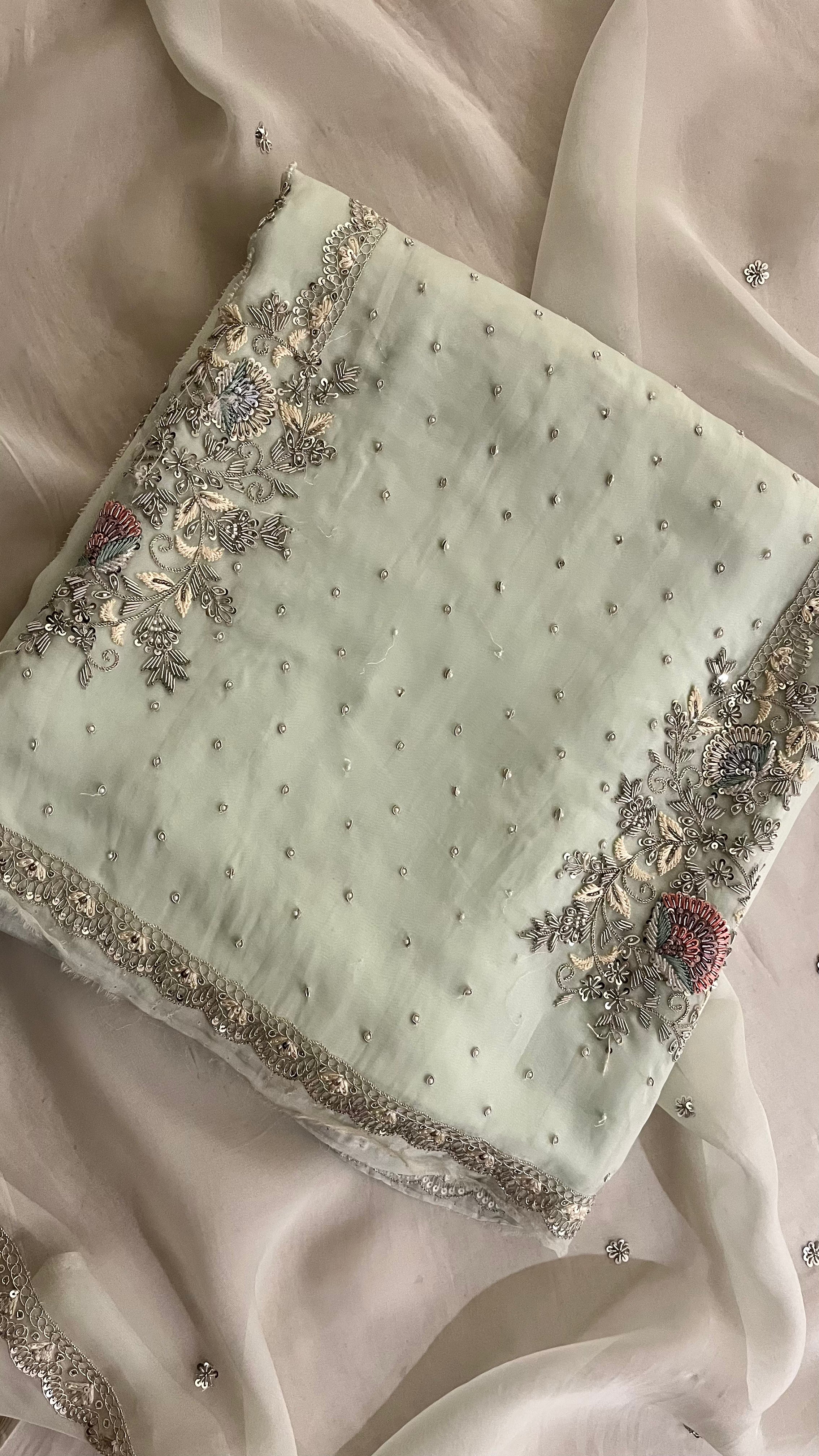 PASTEL MINT EMBROIDERED UNSTITCHED SUIT