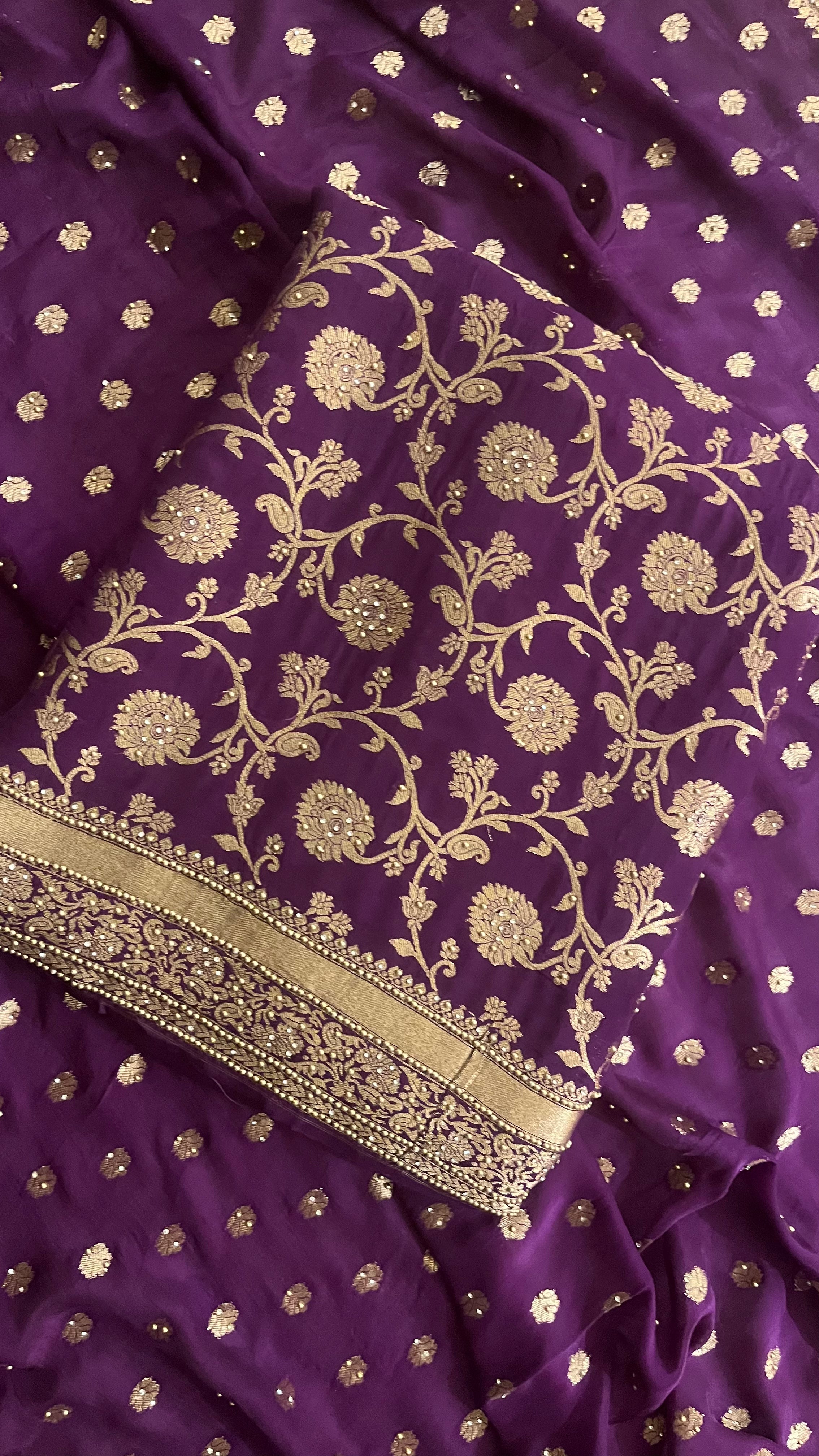 PURPLE EMBROIDERED UNSTITCHED SUIT