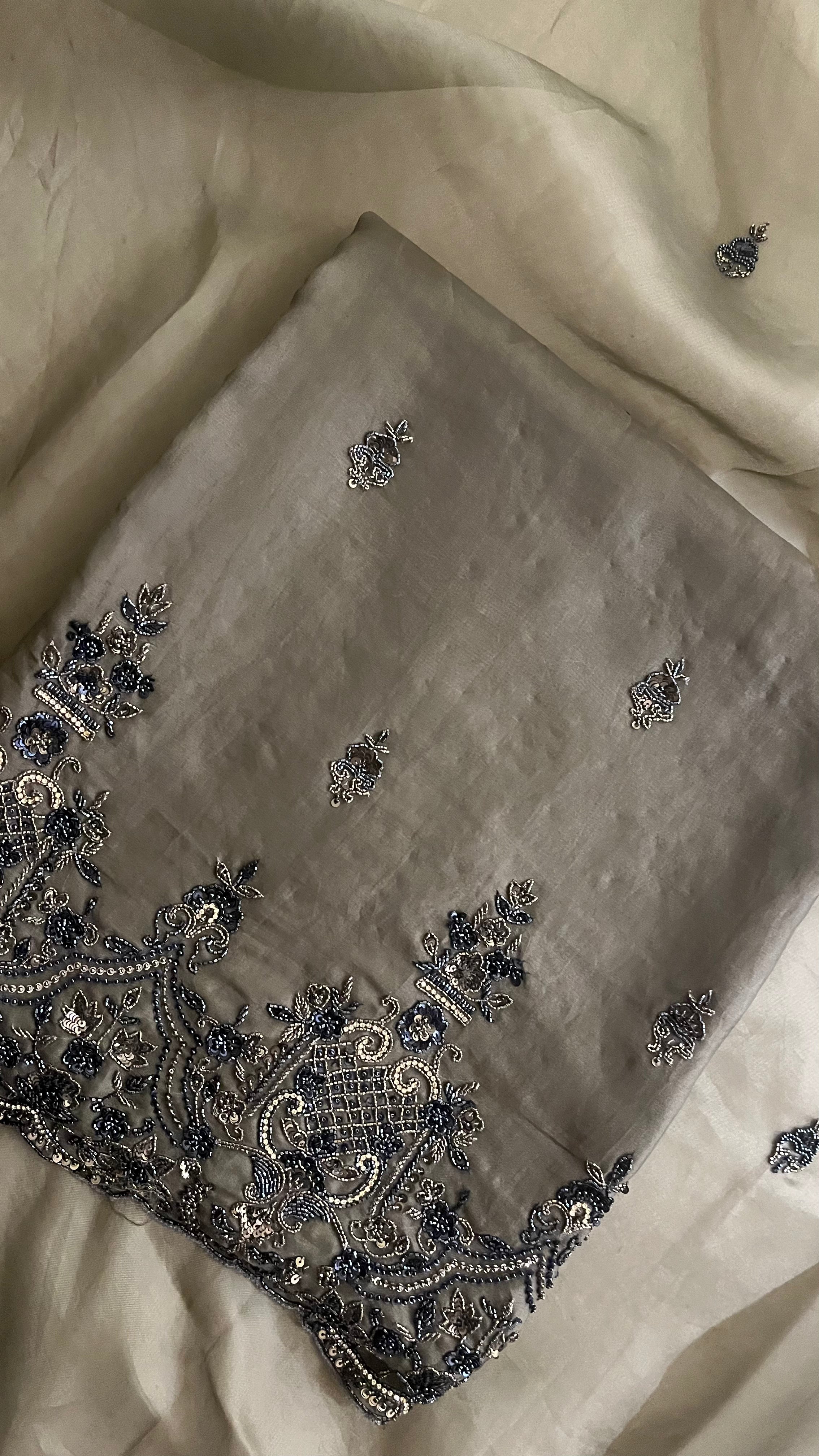 TAUPE EMBROIDERED UNSTITCHED SUIT