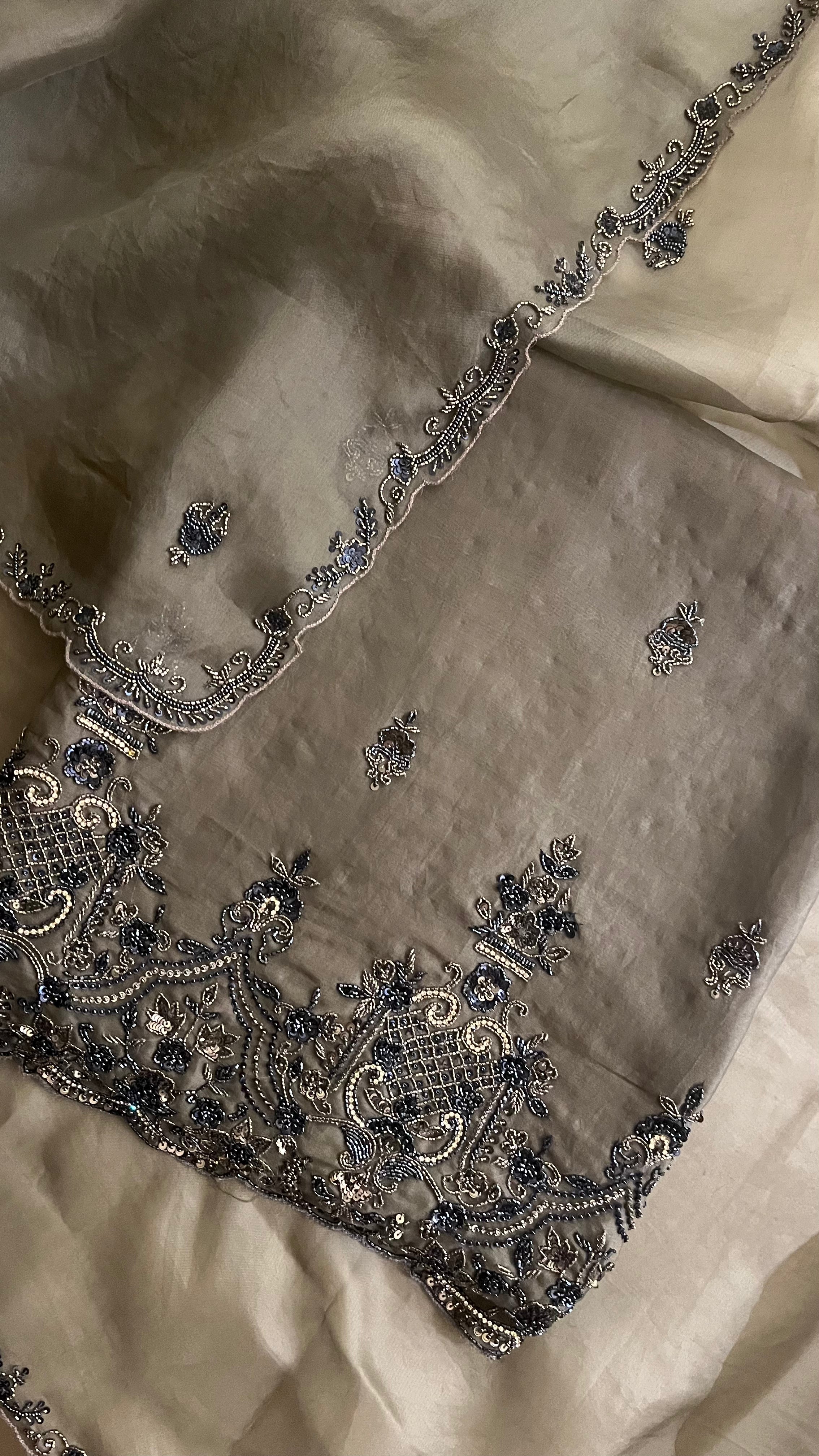 TAUPE EMBROIDERED UNSTITCHED SUIT
