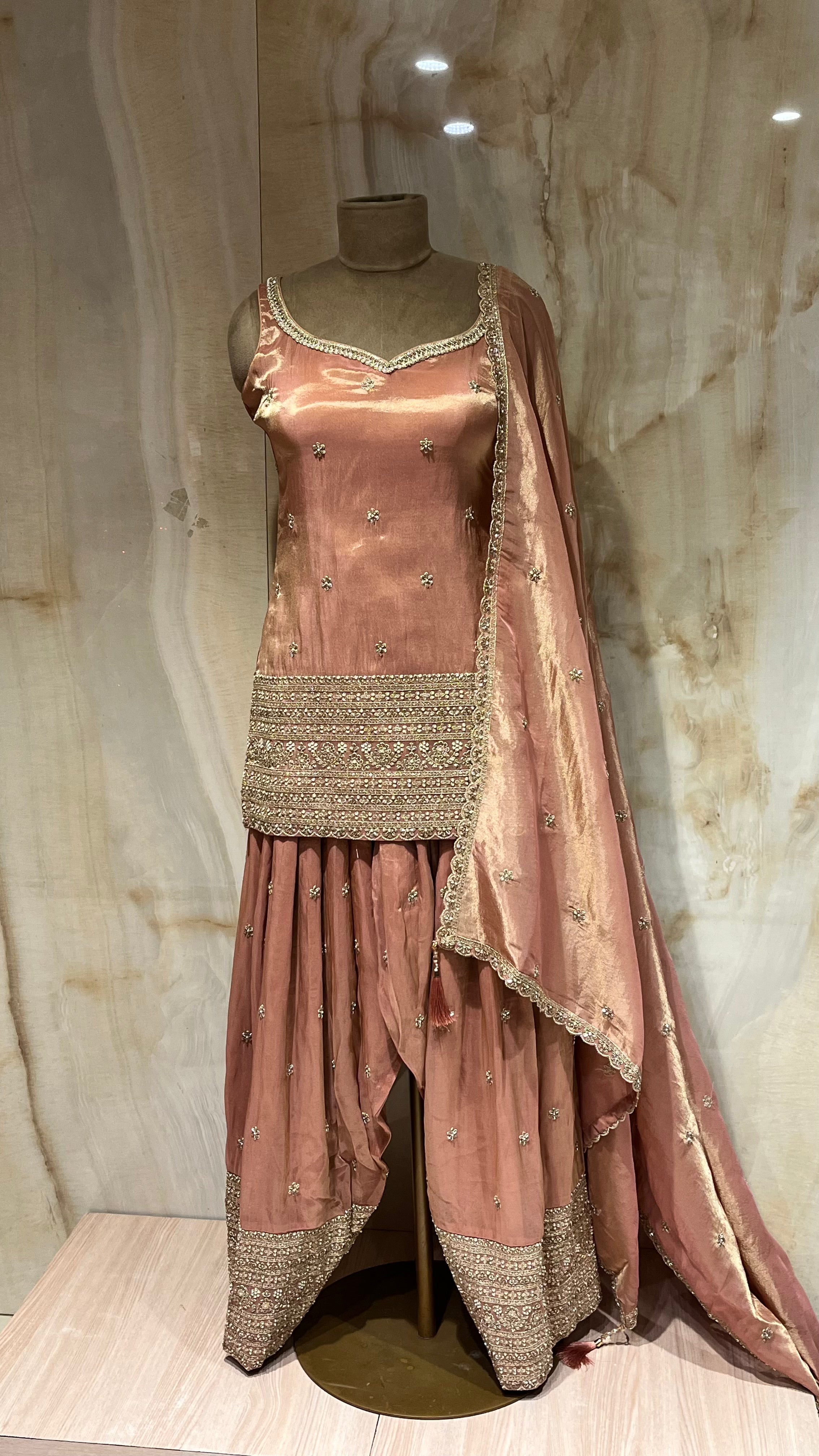 DUSTY PEACH EMBROIDERED PATIALA SUIT