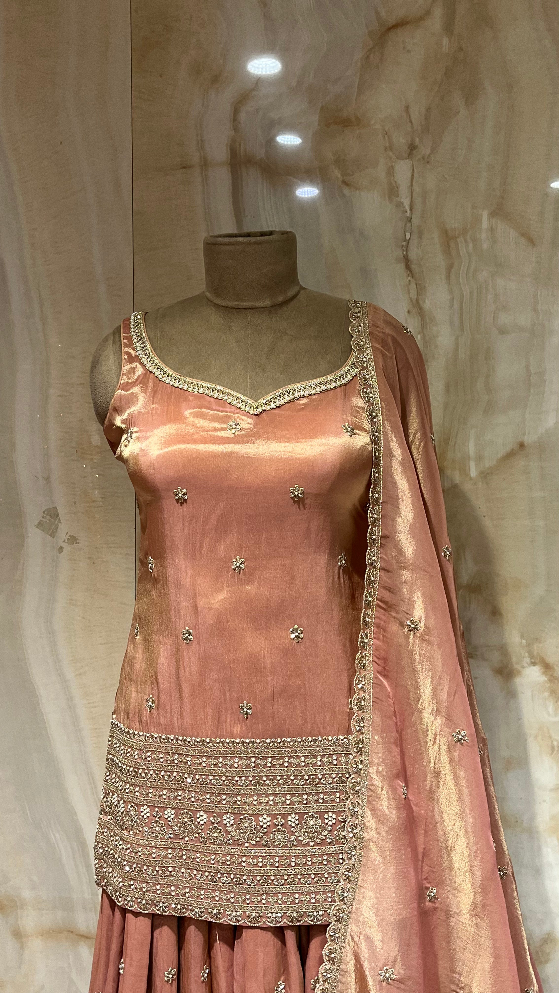 DUSTY PEACH EMBROIDERED PATIALA SUIT