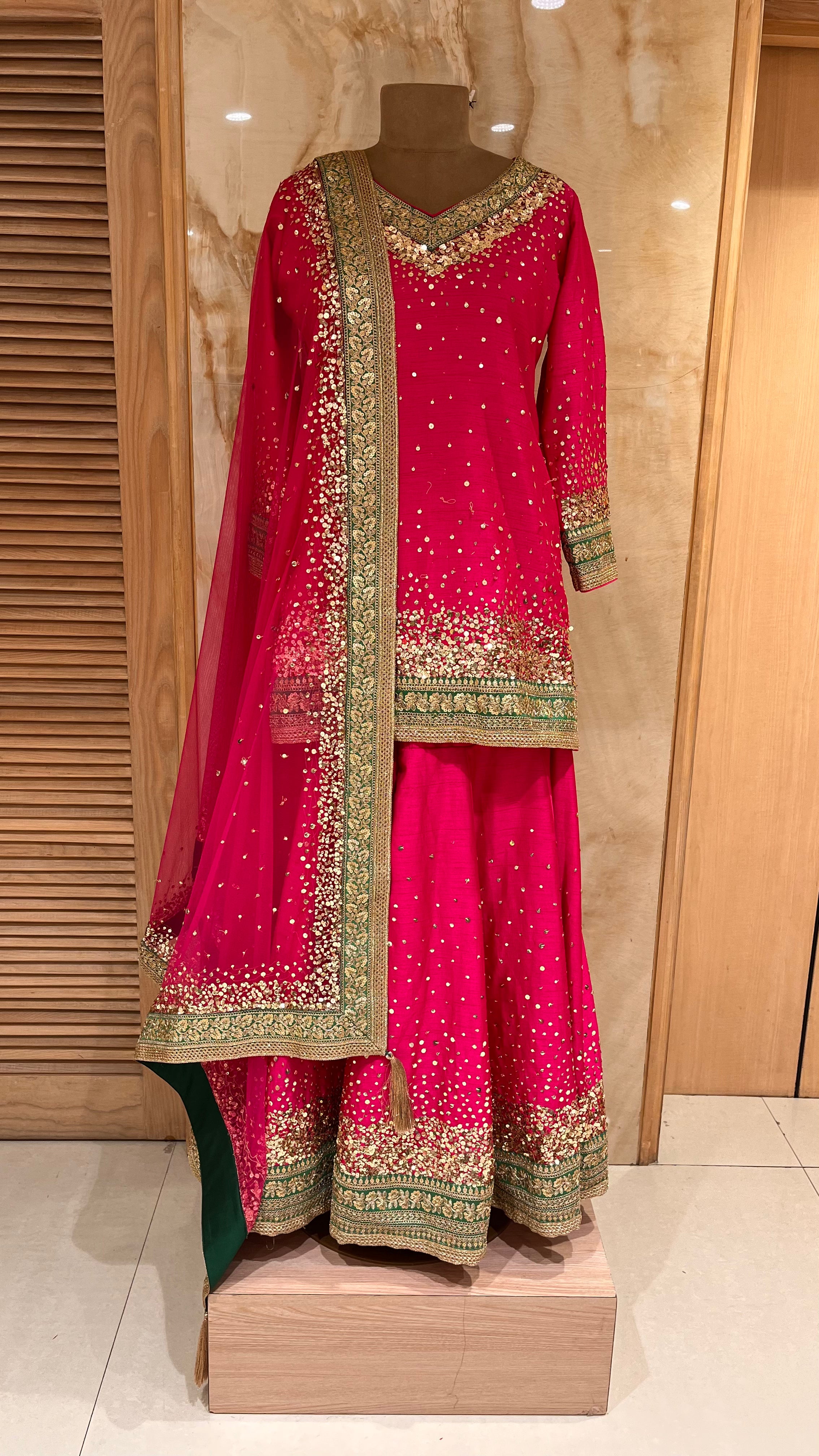 ROYAL PINK EMBROIDERED SHARARA SET