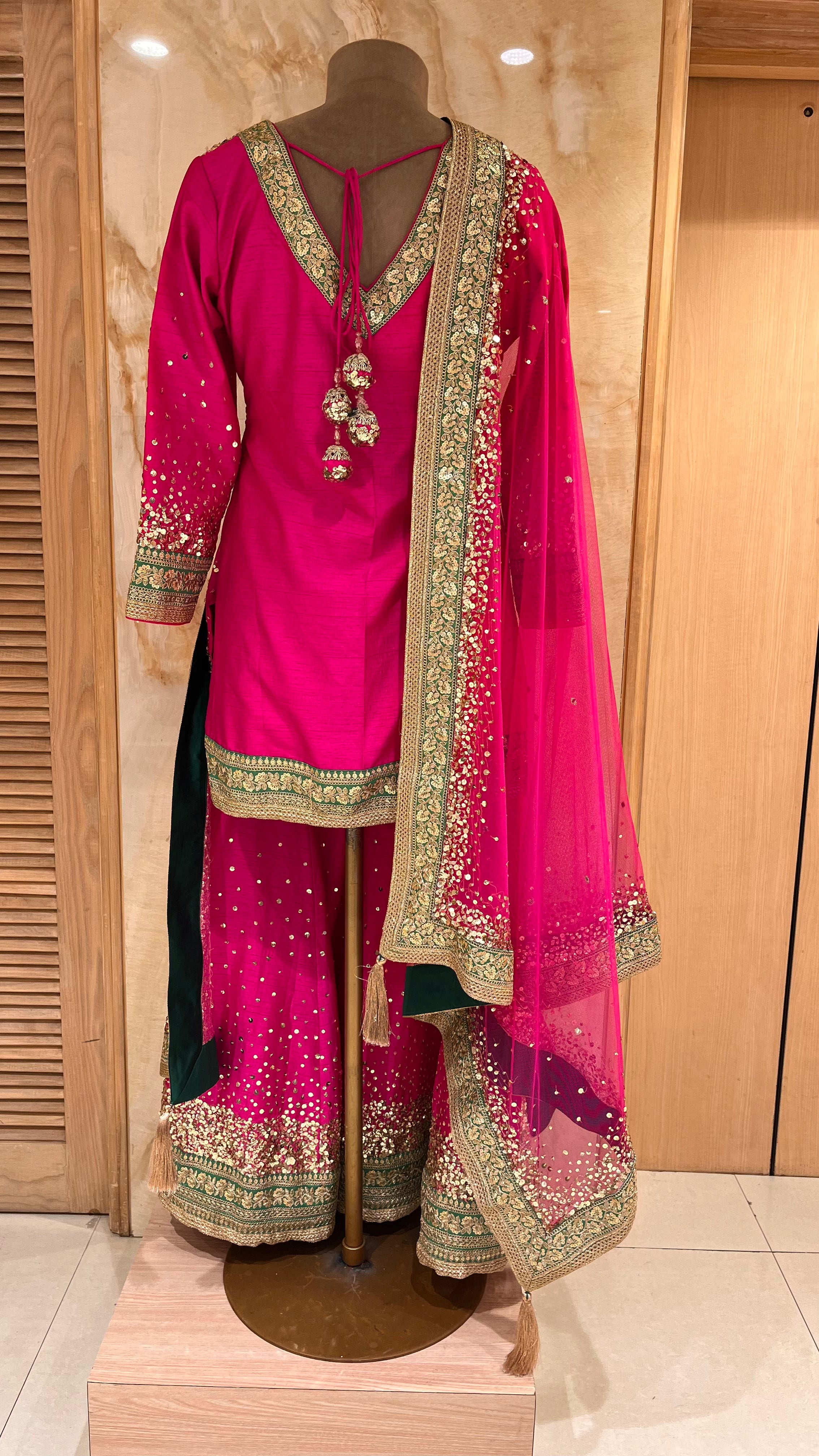 ROYAL PINK EMBROIDERED SHARARA SET