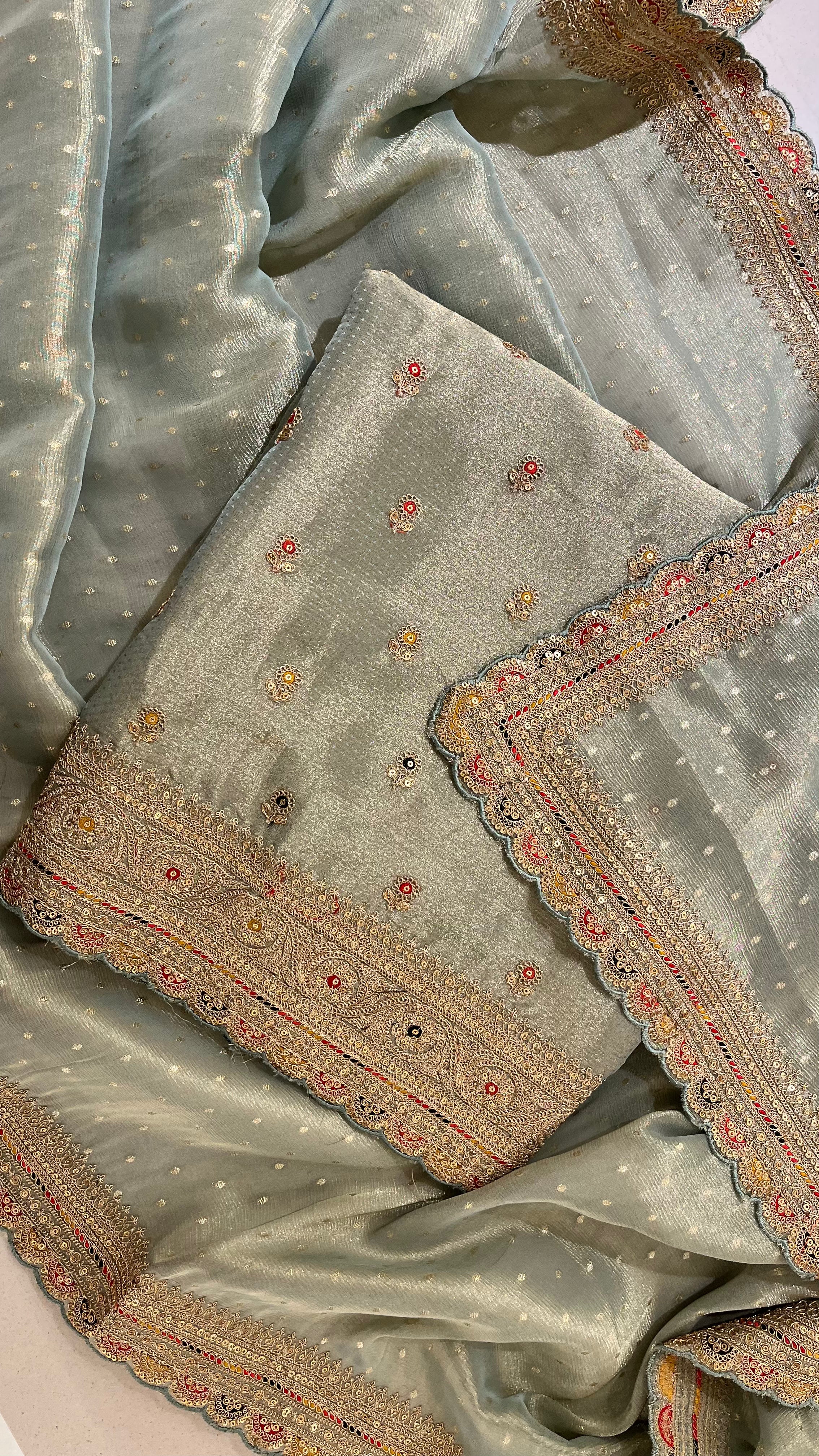 PASTEL GREEN EMBROIDERED UNSTITCHED SUIT