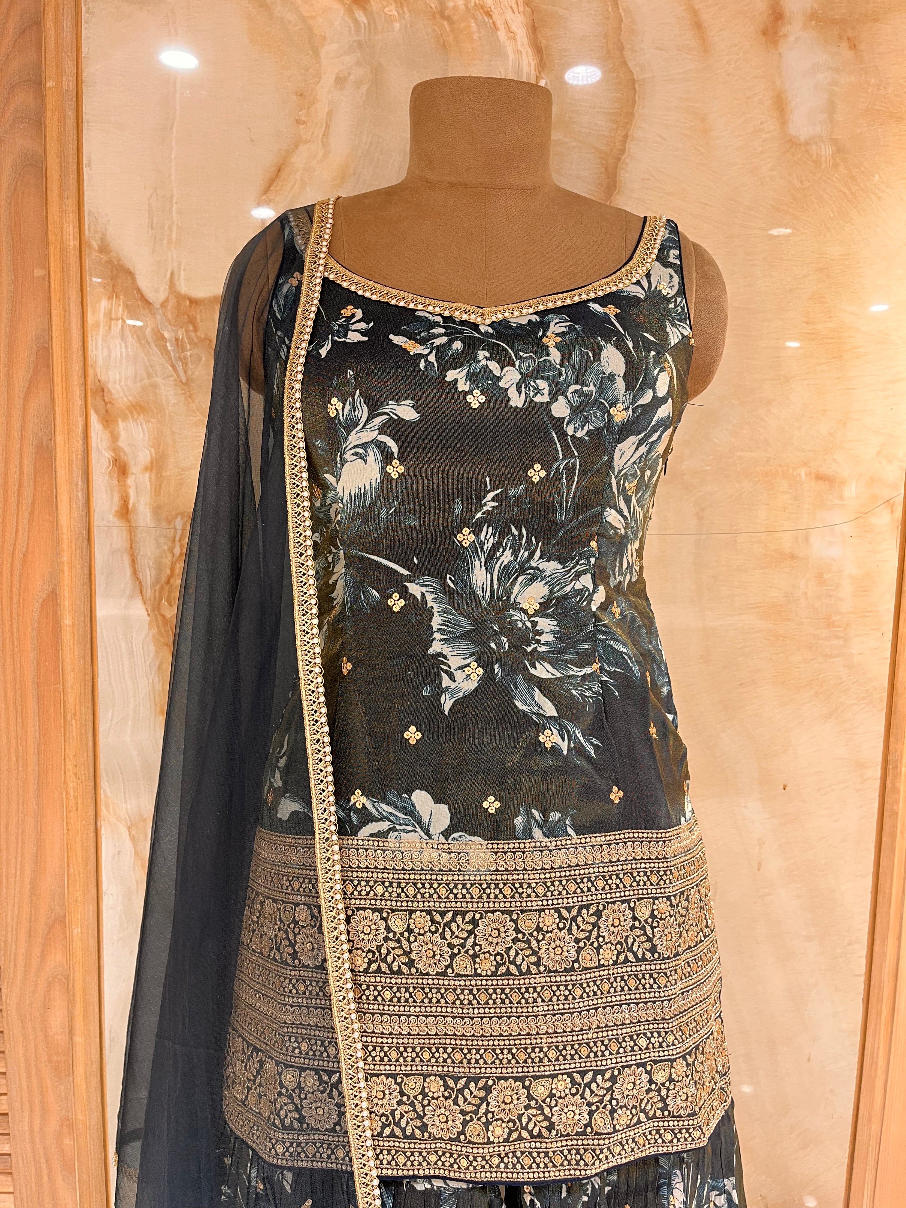 MIDNIGHT BLACK FLORAL SUIT SET