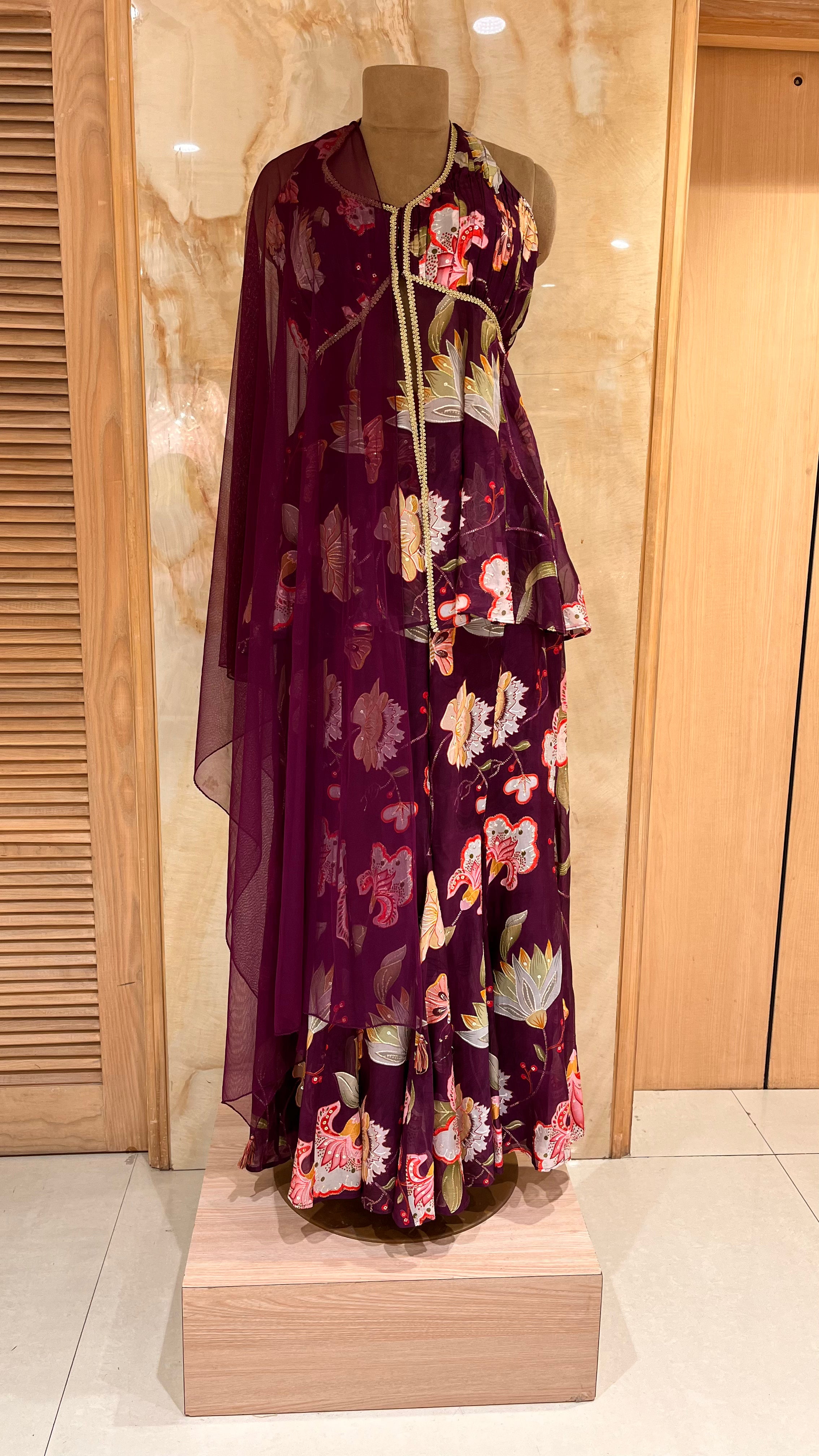 FLORAL FUSION PEPLUM SHARARA SET