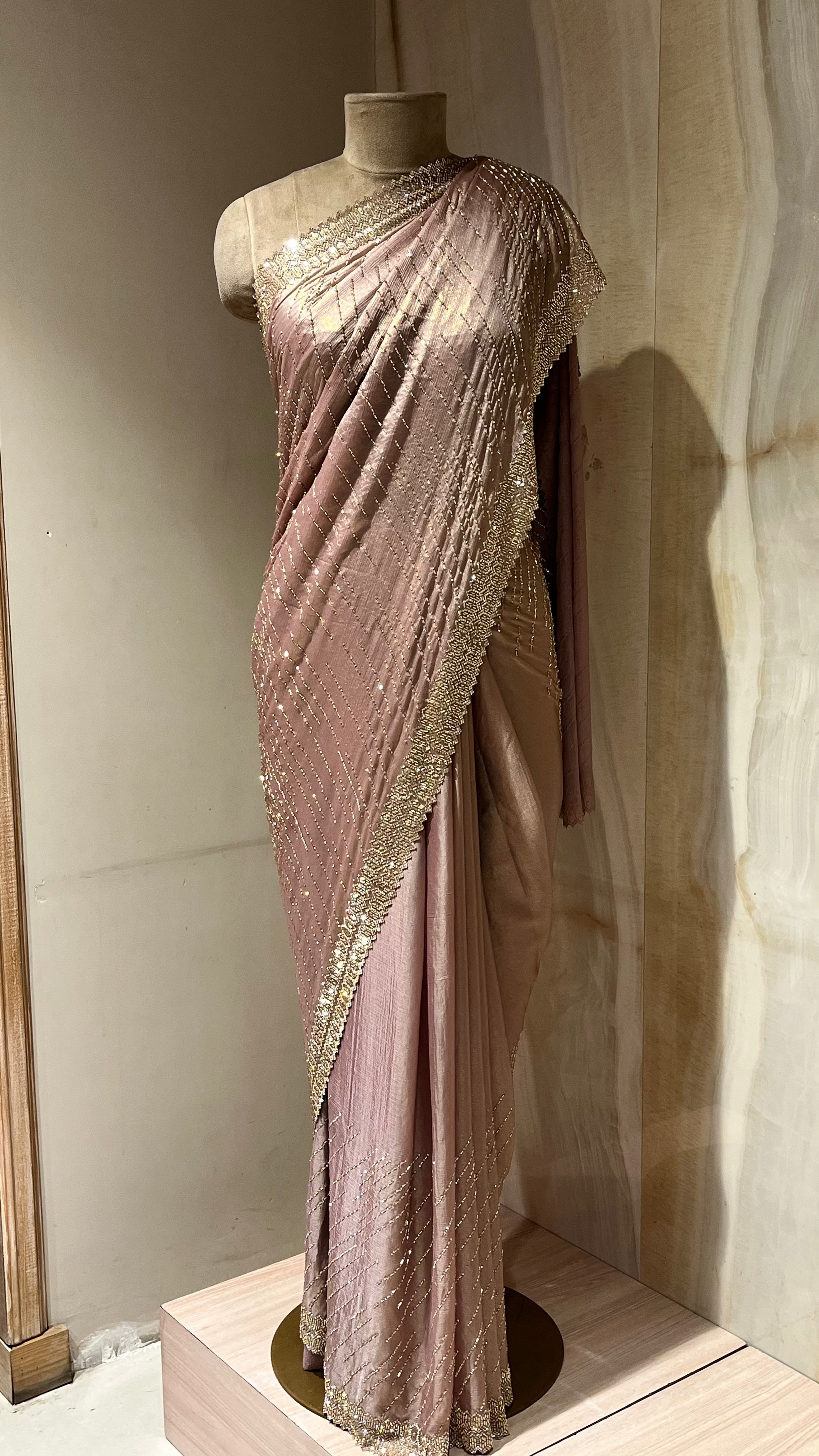 DUSTY PINK EMBELLISHED SAREE