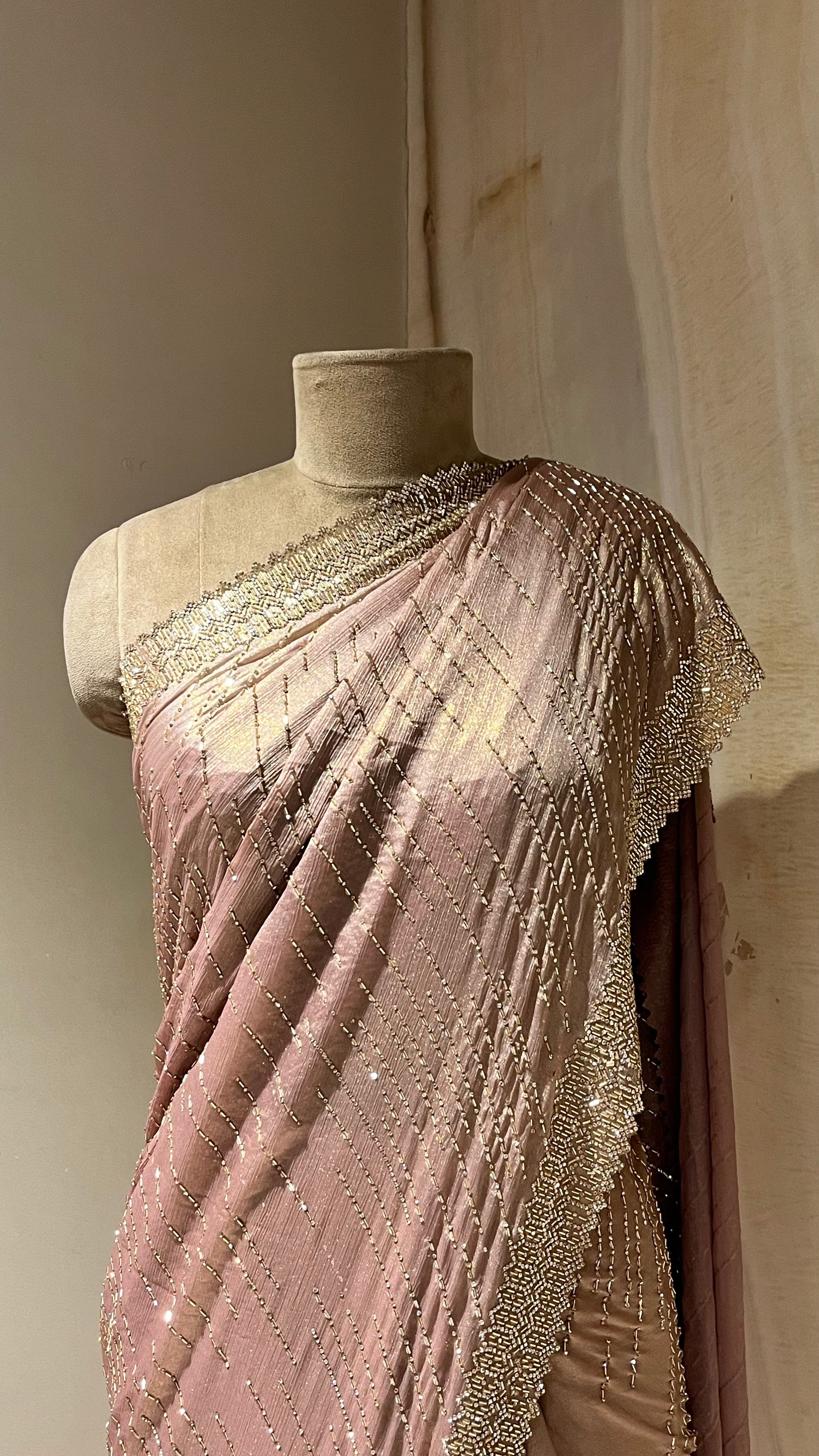 DUSTY PINK EMBELLISHED SAREE