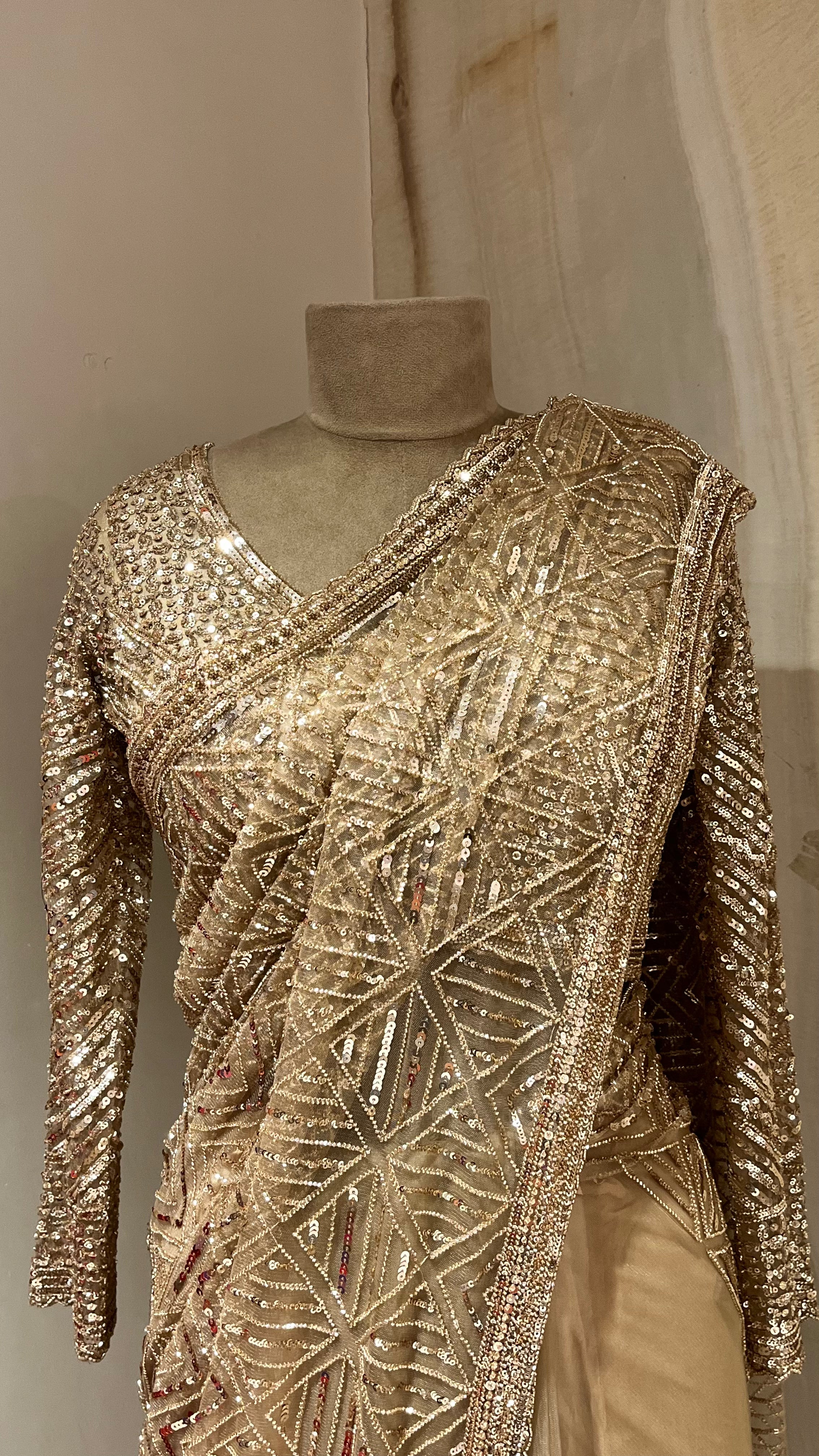 GOLD SEQUIN EMBELLISHED SAREE