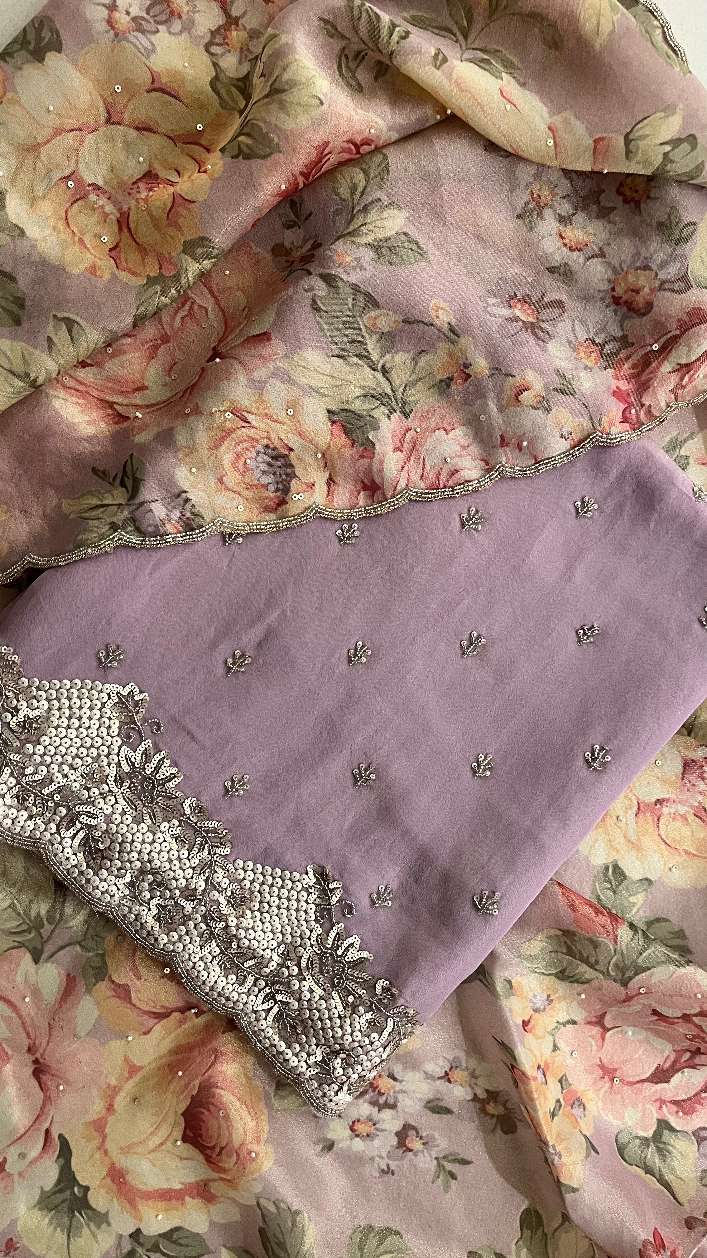 LAVENDER EMBROIDERED UNSTITCHED SUIT