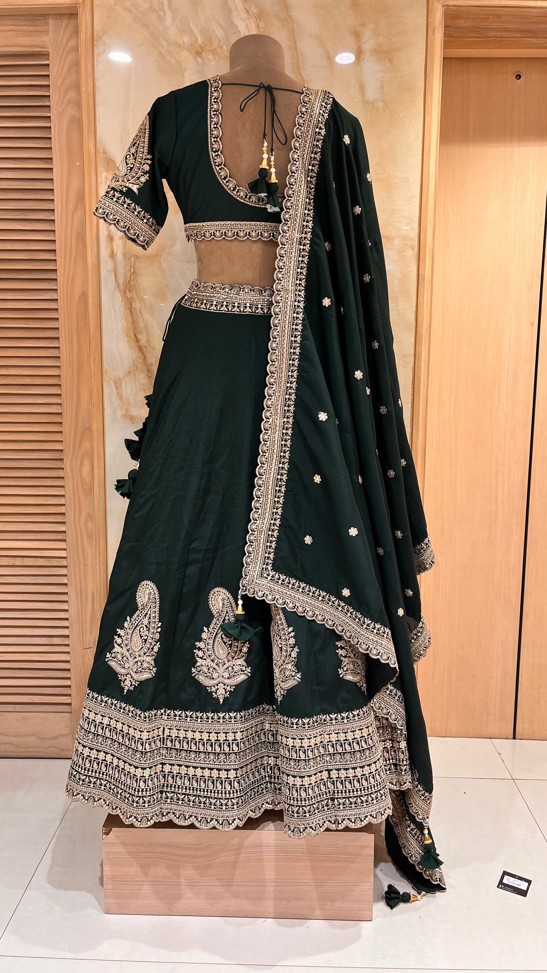ELEGANT GREEN & GOLD EMBROIDERED LEHENGA SET