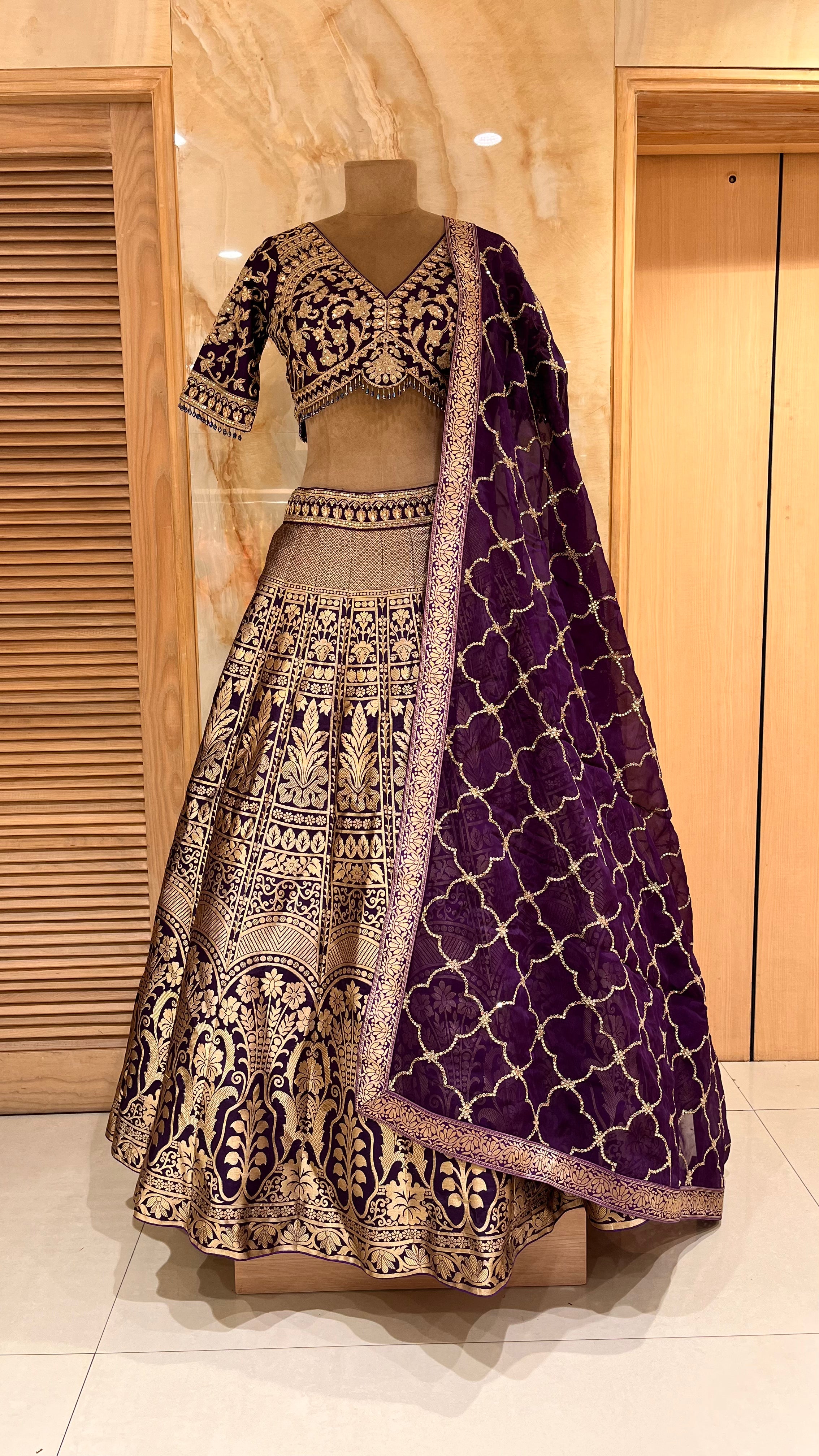 ROYAL PURPLE HEAVY EMBROIDERED LEHENGA SET