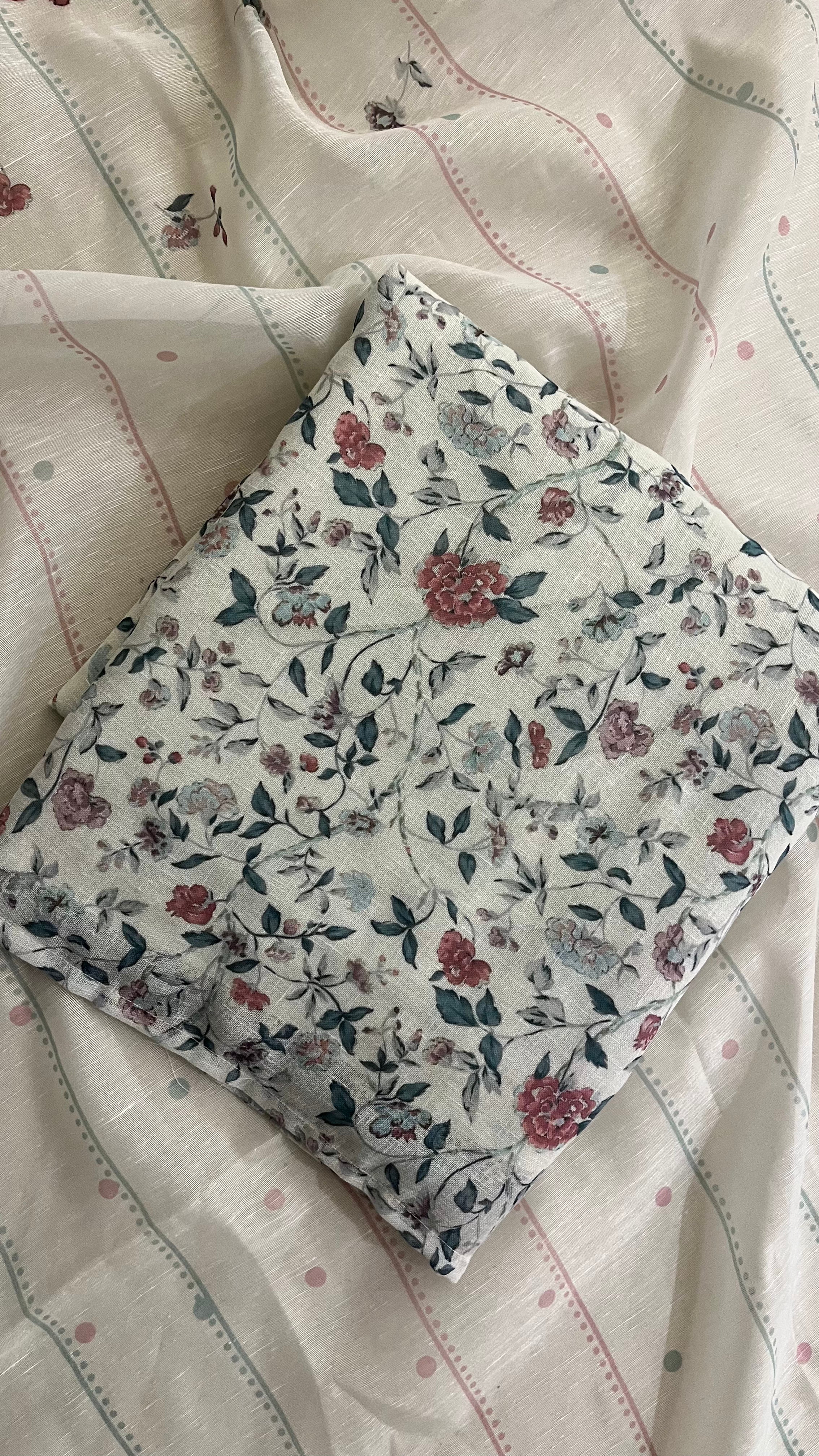 IVORY FLORAL PRINTED UNSTITCHED SUIT