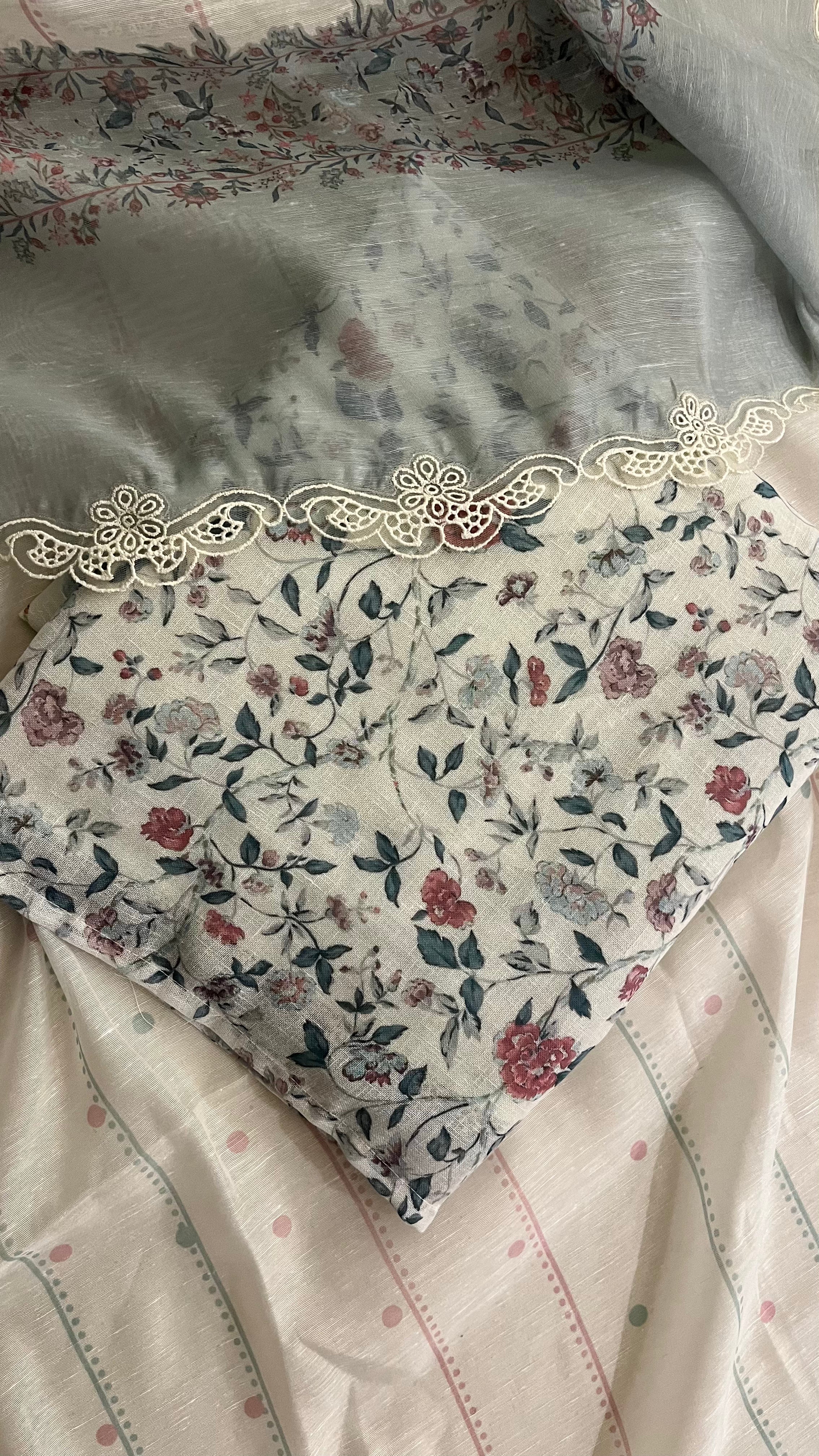 IVORY FLORAL PRINTED UNSTITCHED SUIT