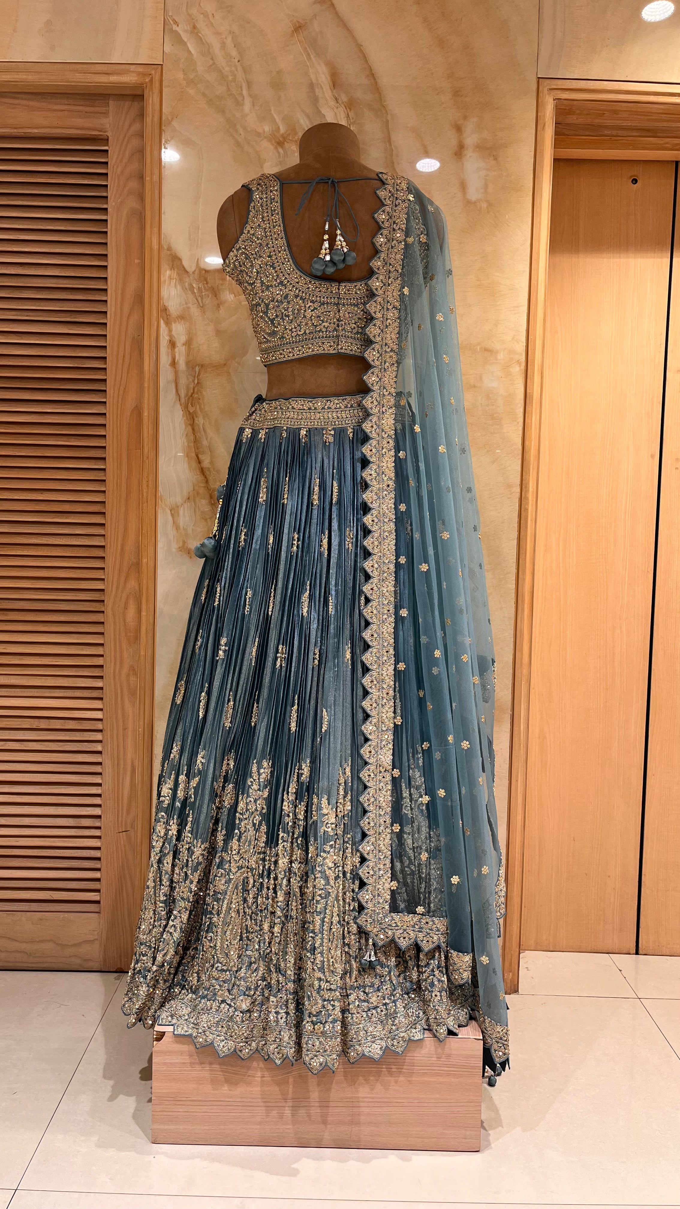 ELEGANT TEAL EMBROIDERED LEHENGA SET