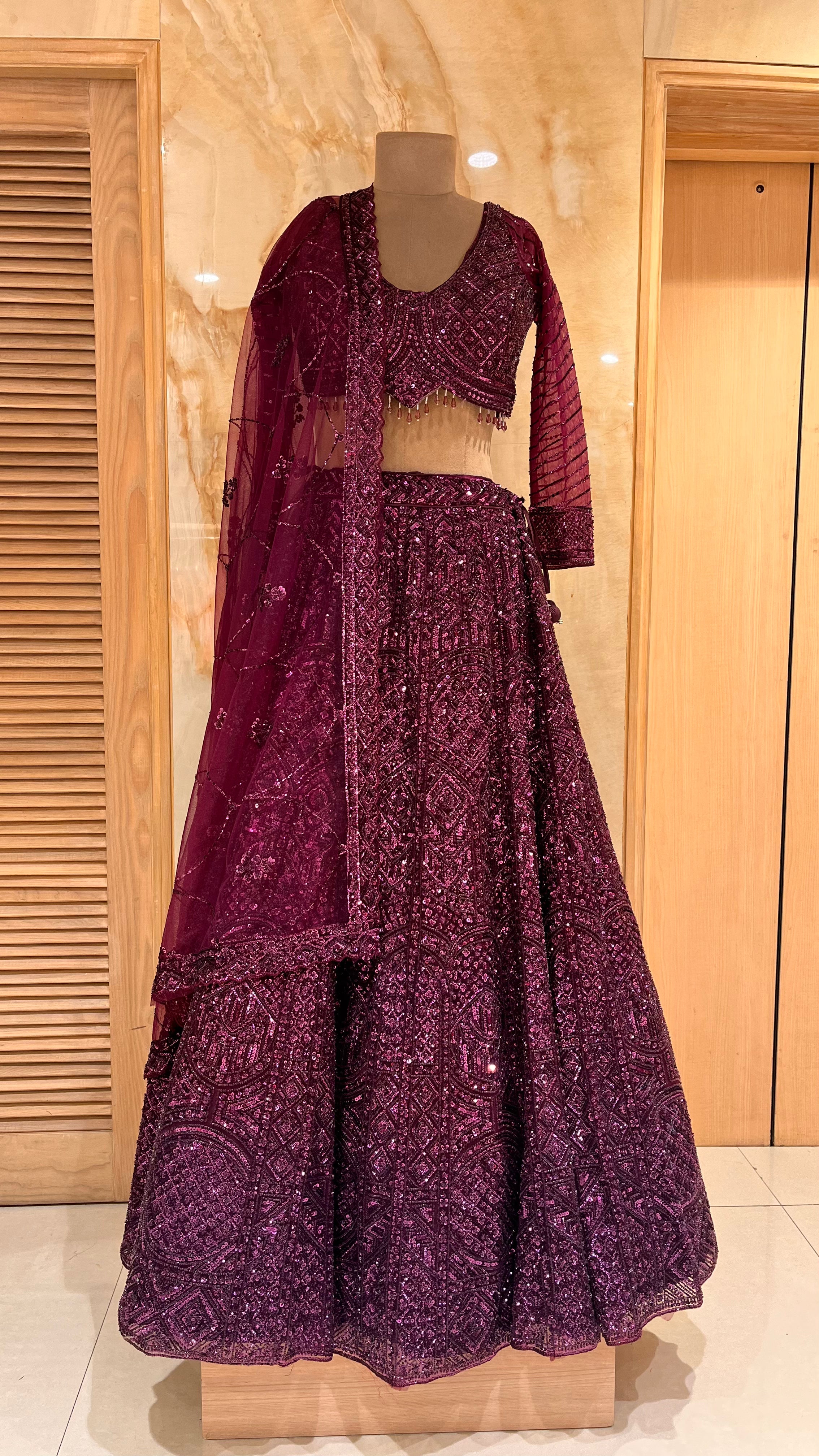 ROYAL WINE EMBROIDERED LEHENGA SET