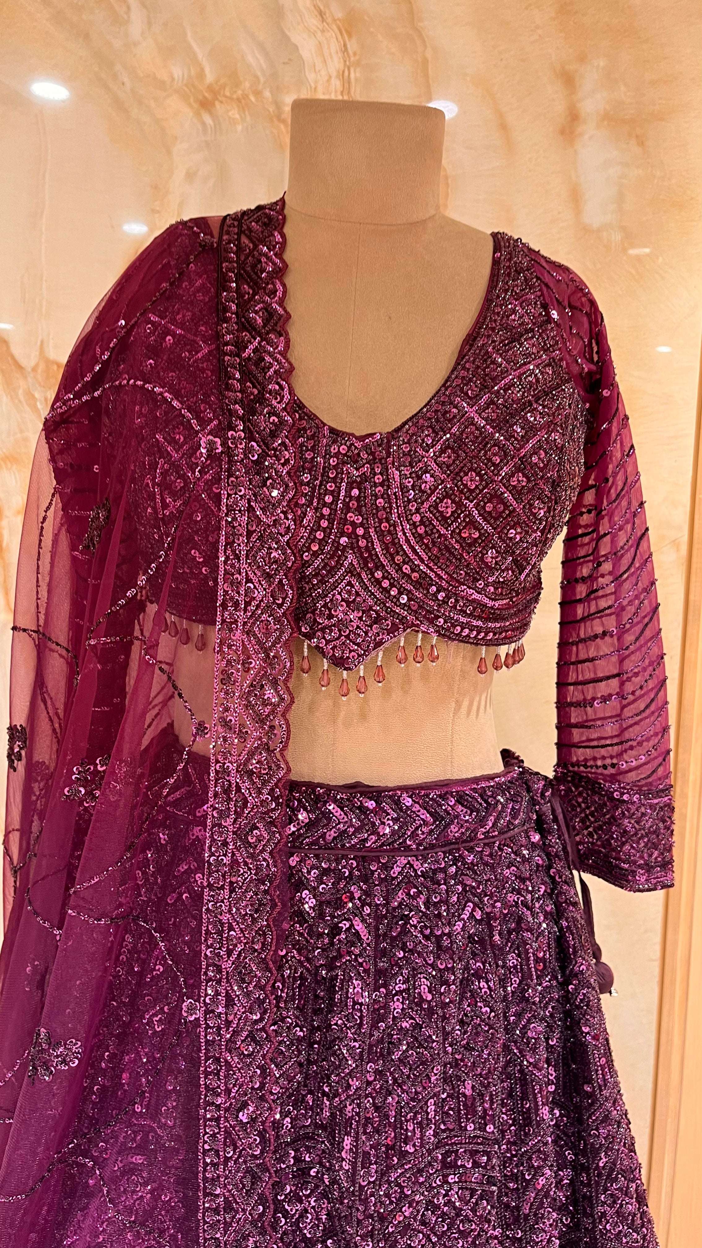ROYAL WINE EMBROIDERED LEHENGA SET