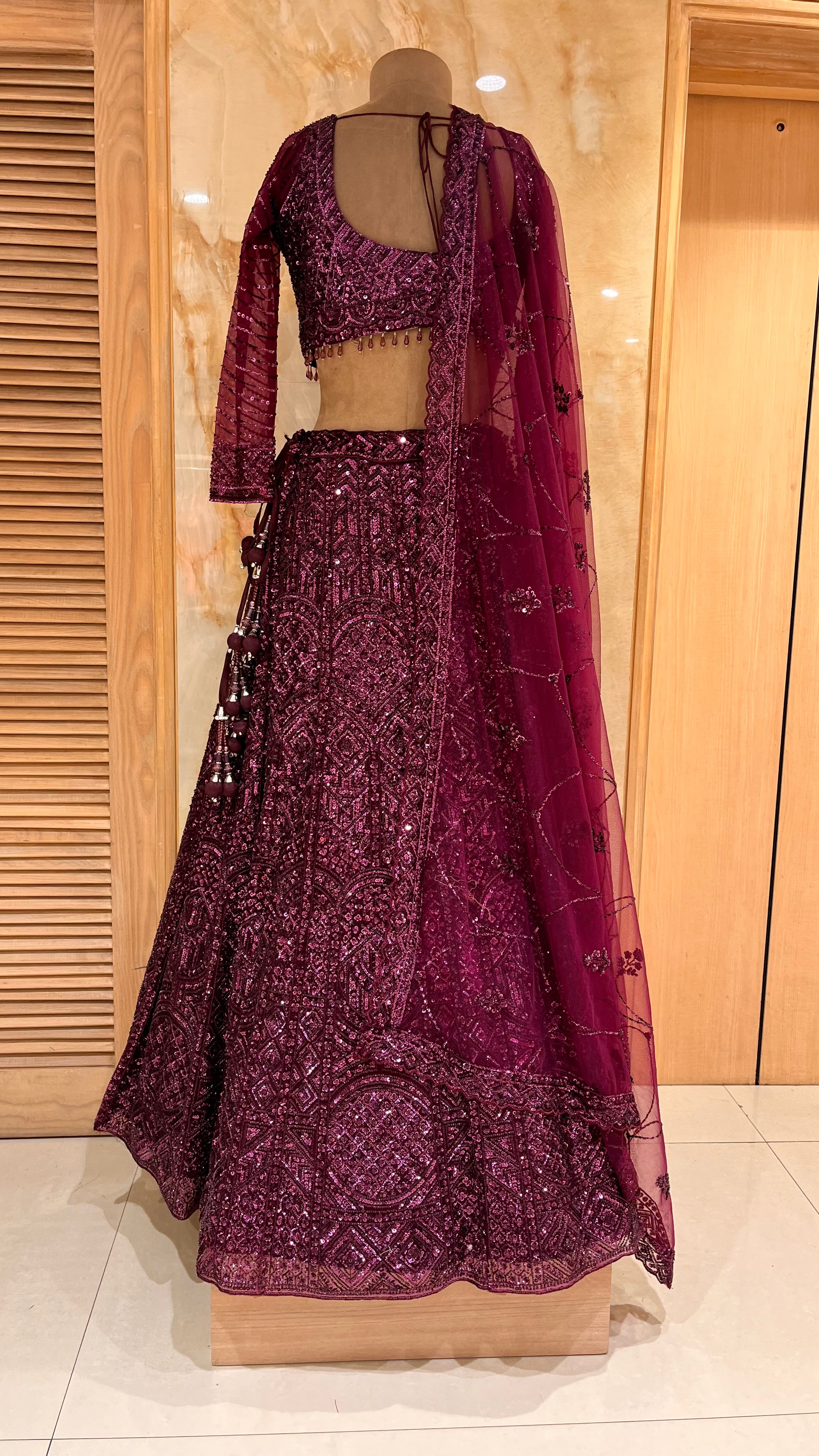 ROYAL WINE EMBROIDERED LEHENGA SET