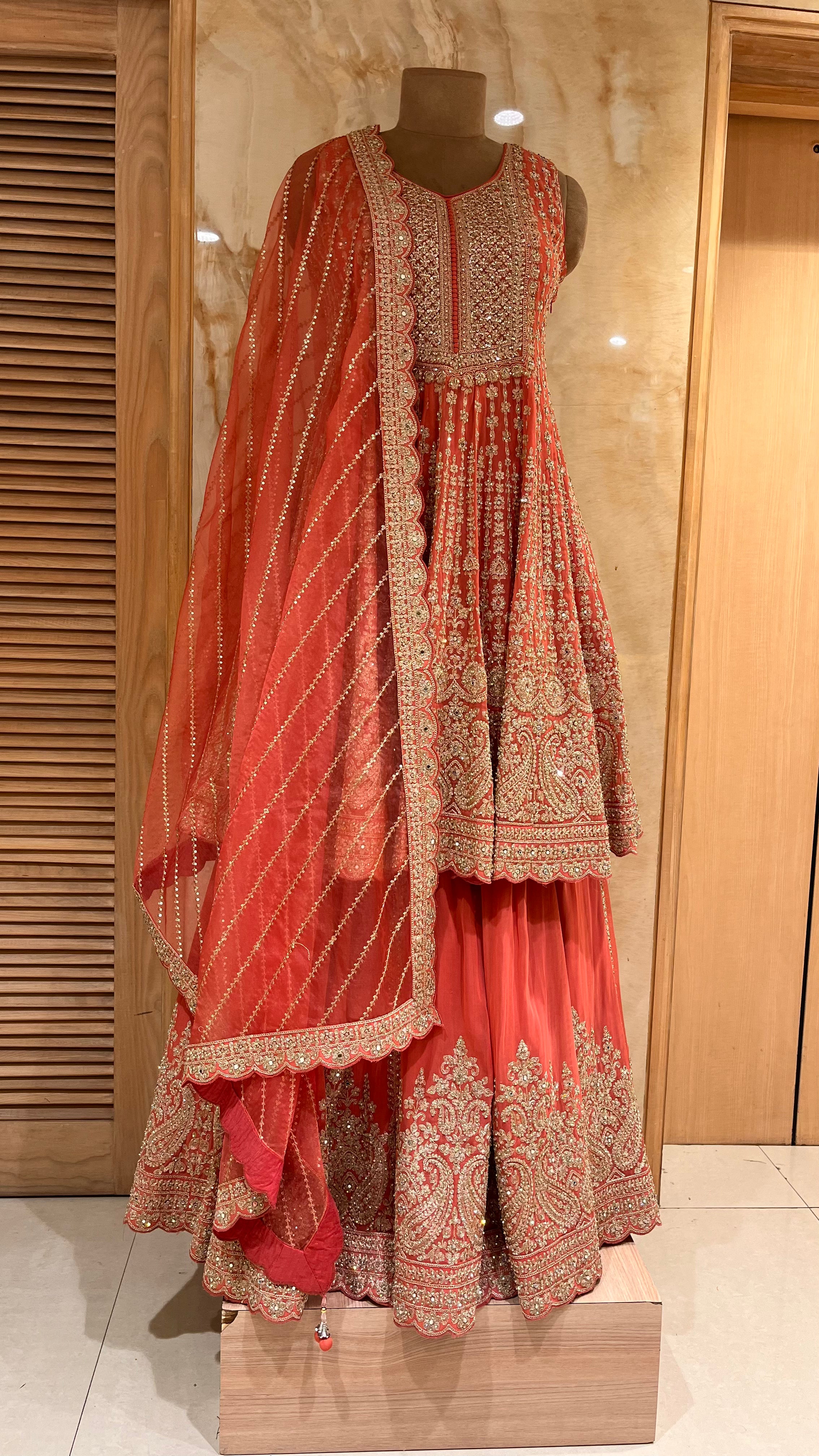 GRACEFUL ORANGE EMBROIDERED LEHENGA SET