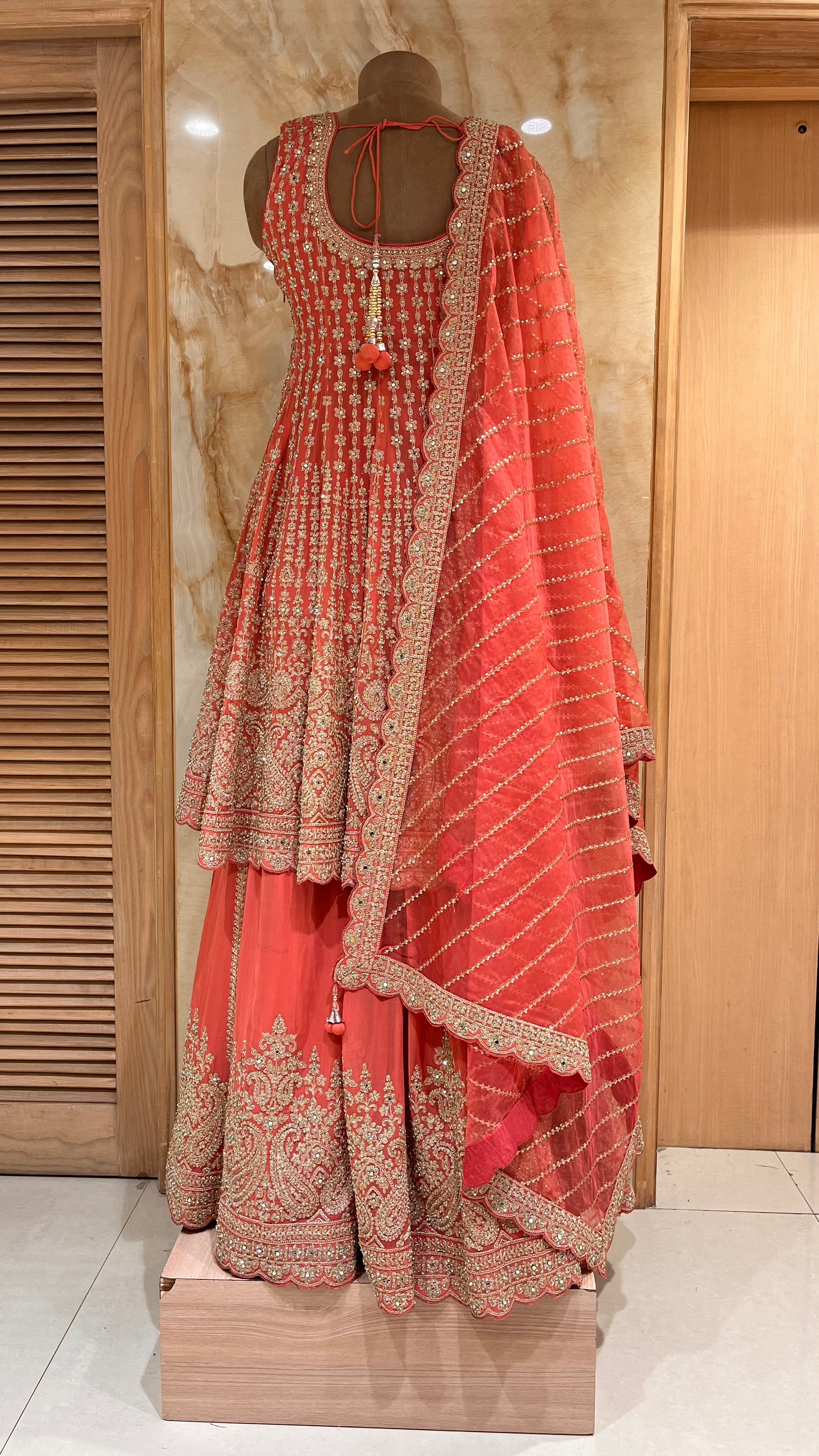 GRACEFUL ORANGE EMBROIDERED LEHENGA SET
