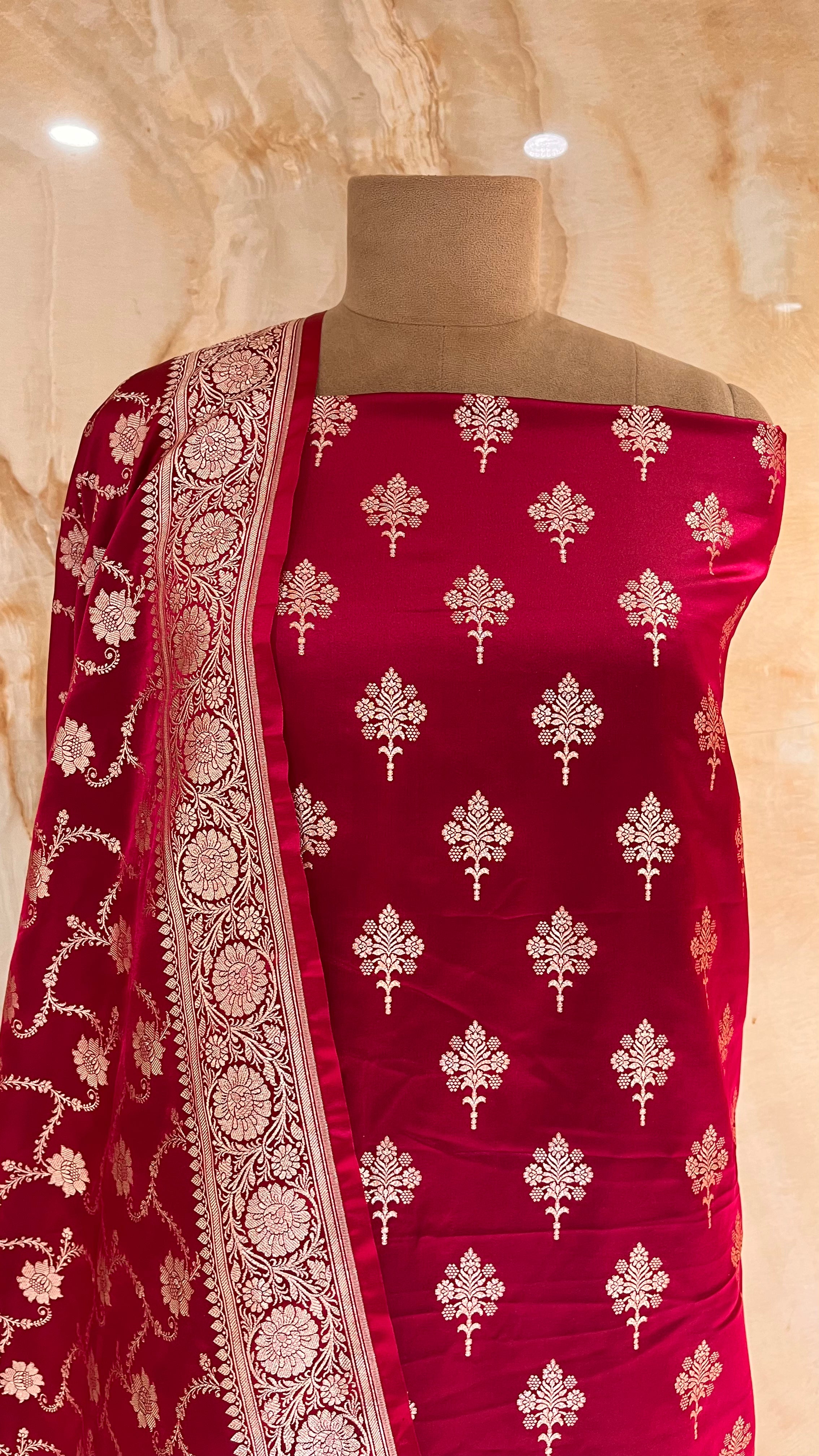 RICH RED WOMEN UNSTITCHED SUIT SET