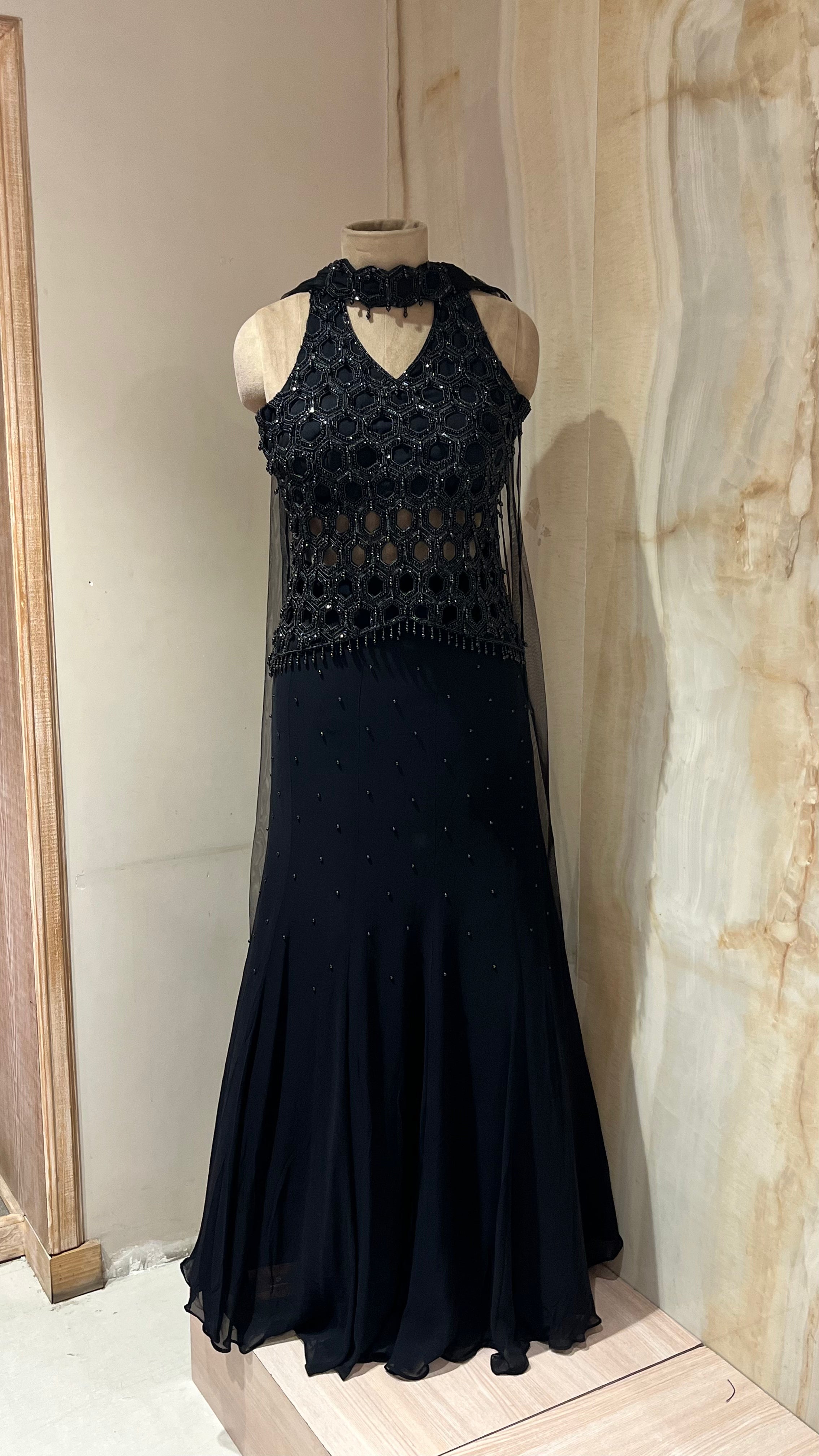 BLACK EMBELLISHED READYMADE LEHENGA