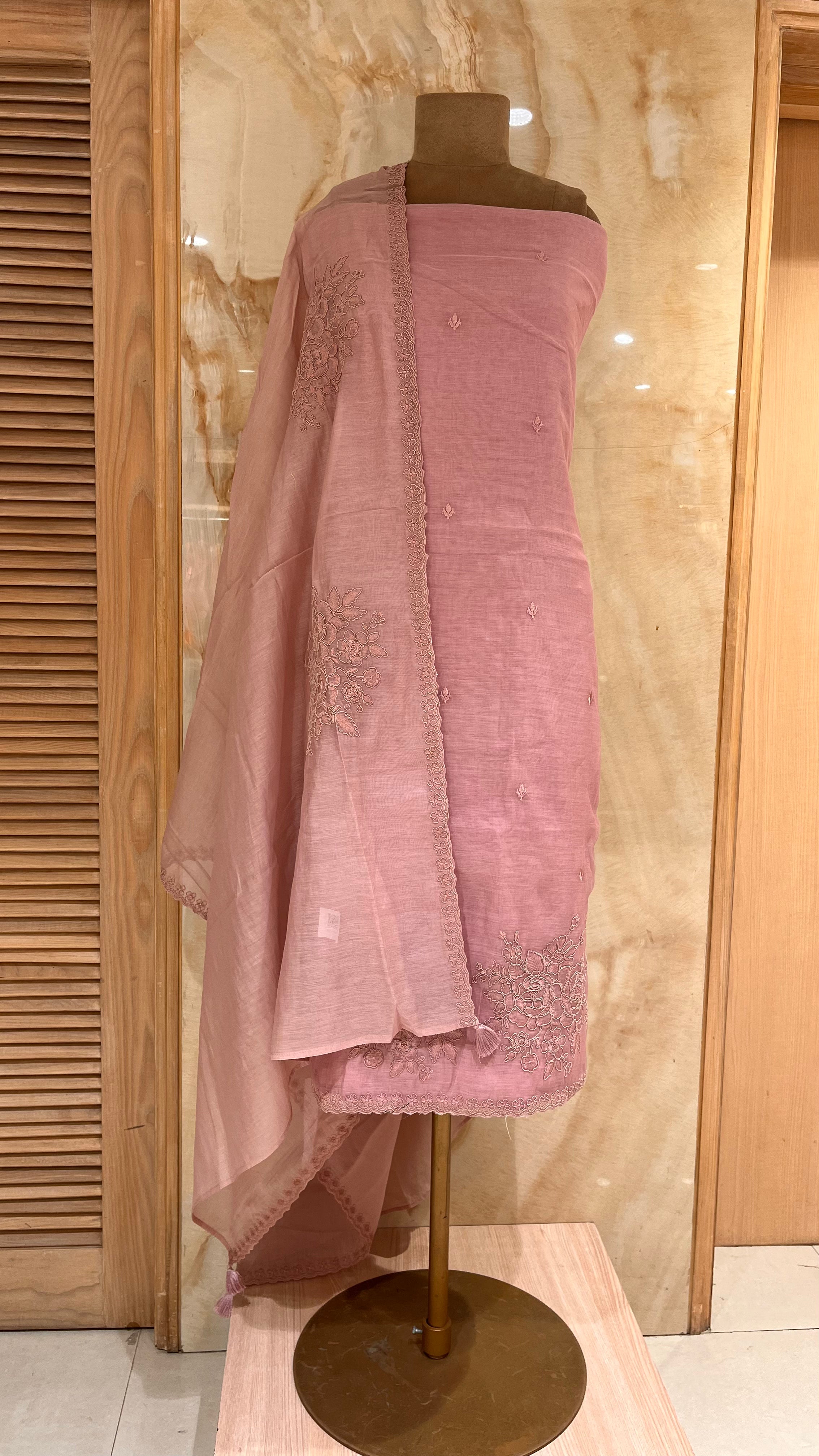 SOFT PINK EMBROIDERED UNSTITCHED SUIT SET