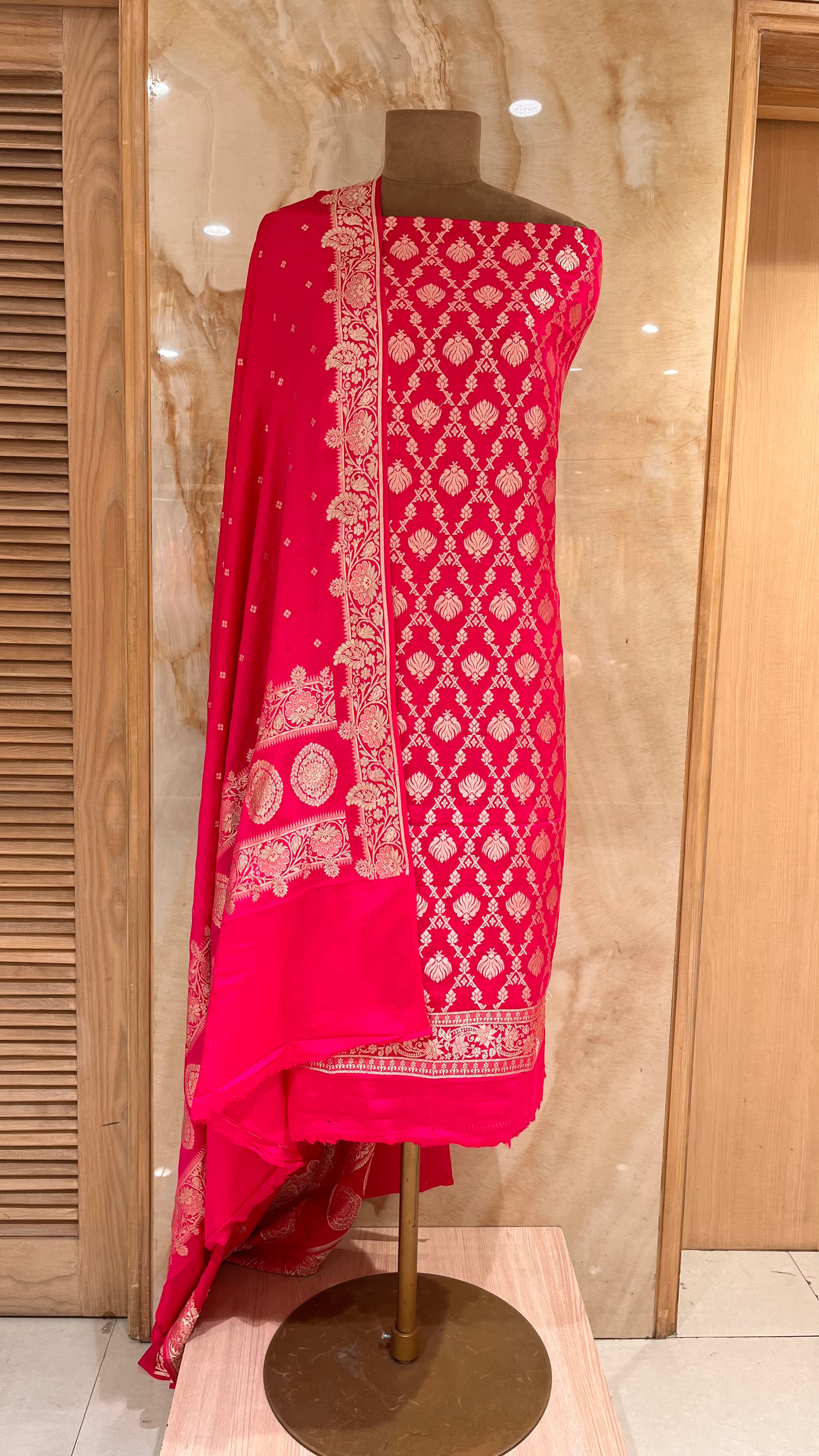 ROYAL RED EMBROIDERED UNSTITCHED SUIT SET