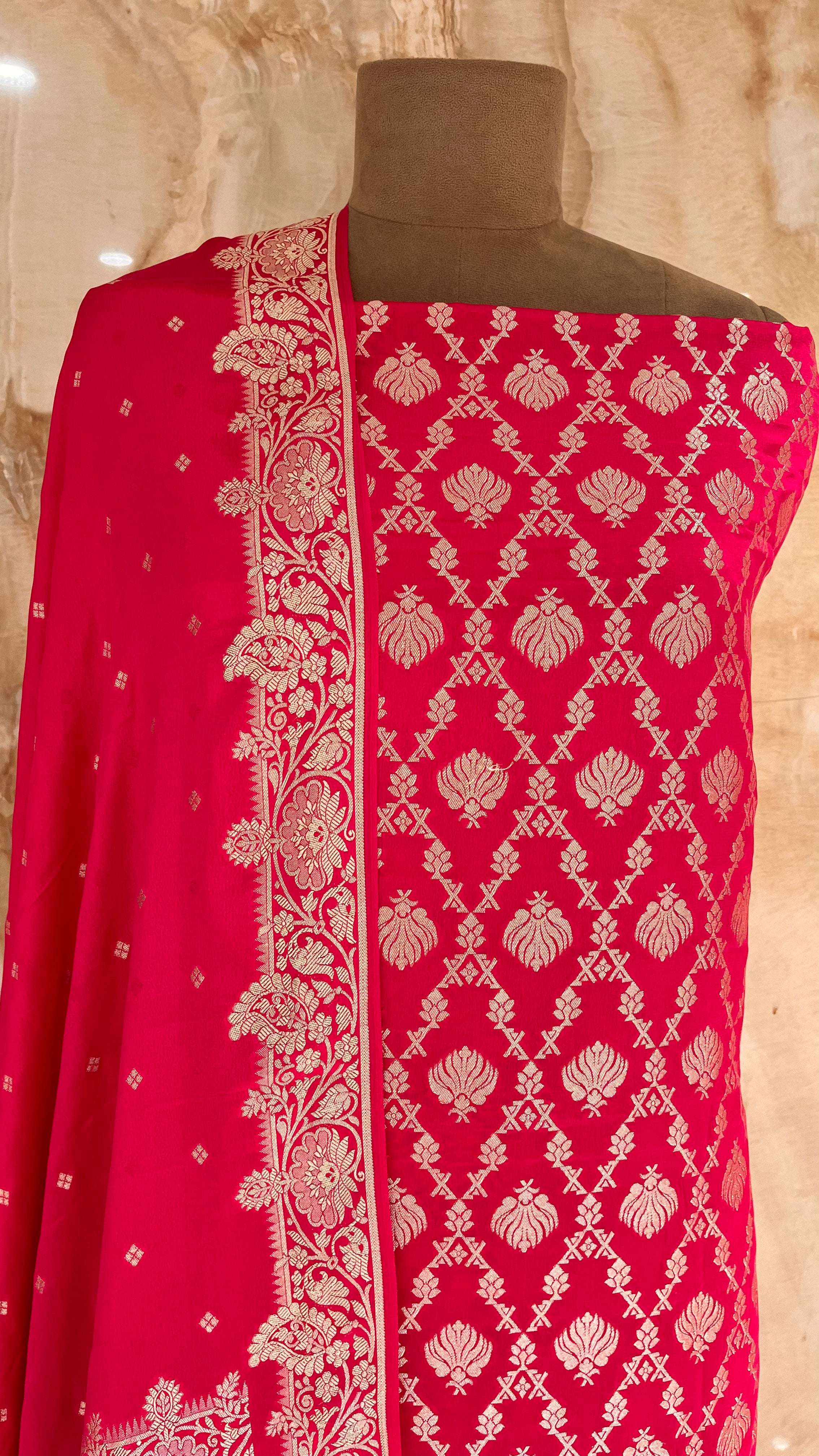ROYAL RED EMBROIDERED UNSTITCHED SUIT SET