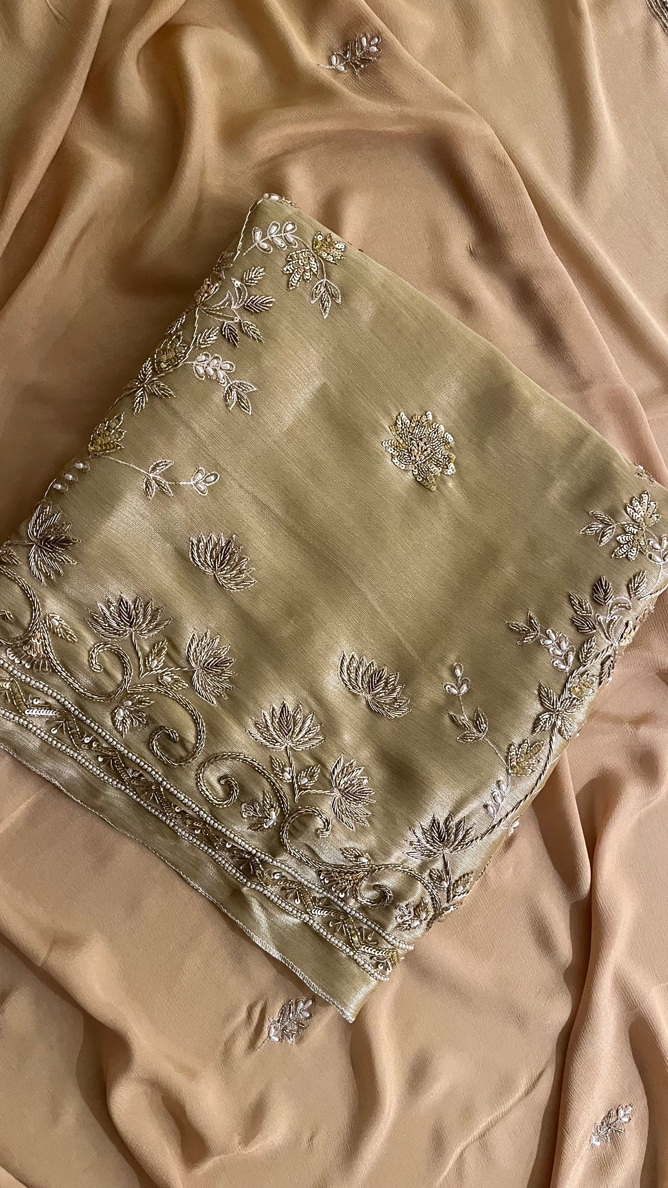 BEIGE EMBROIDERED UNSTITCHED SUIT