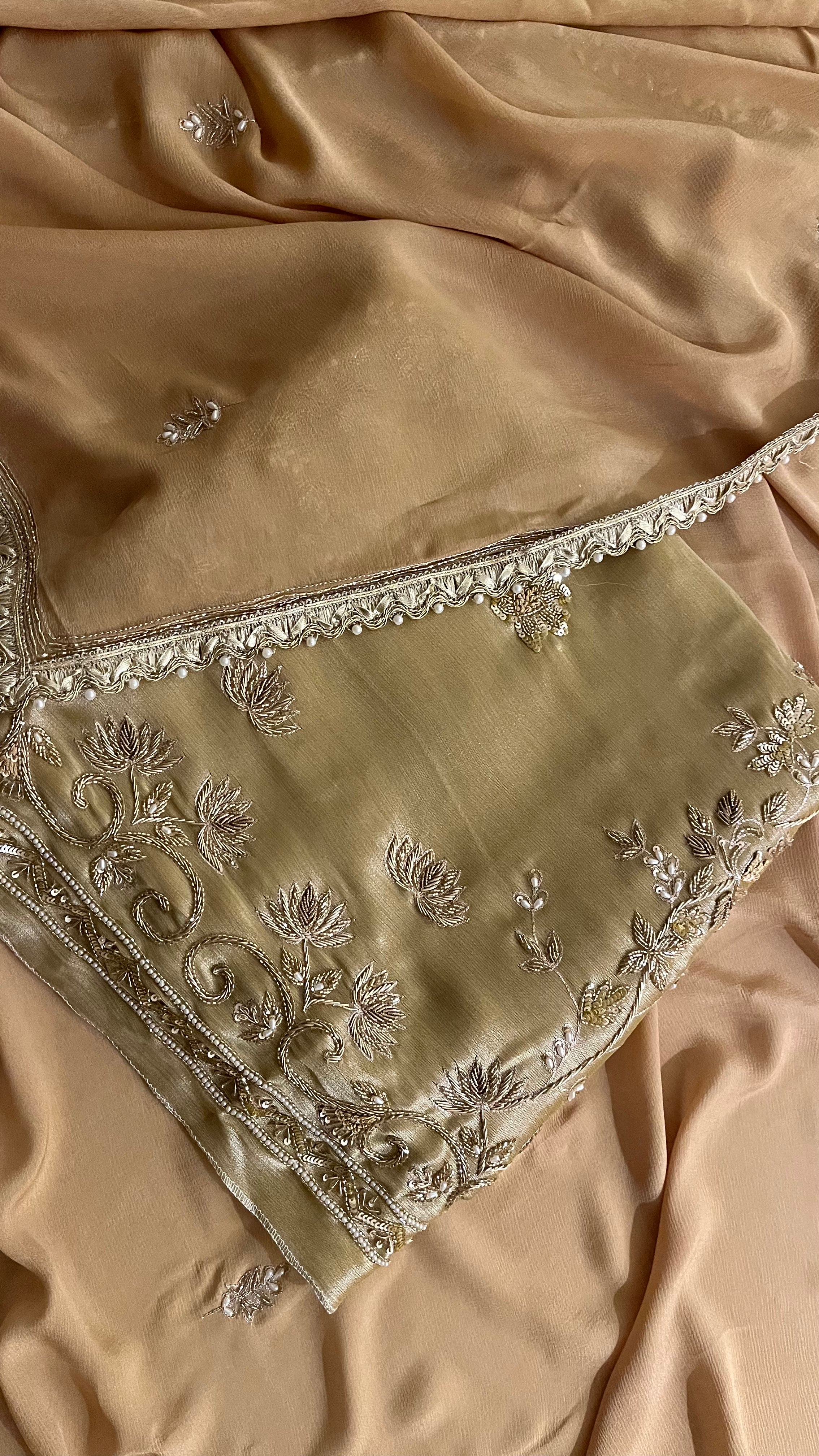 BEIGE EMBROIDERED UNSTITCHED SUIT