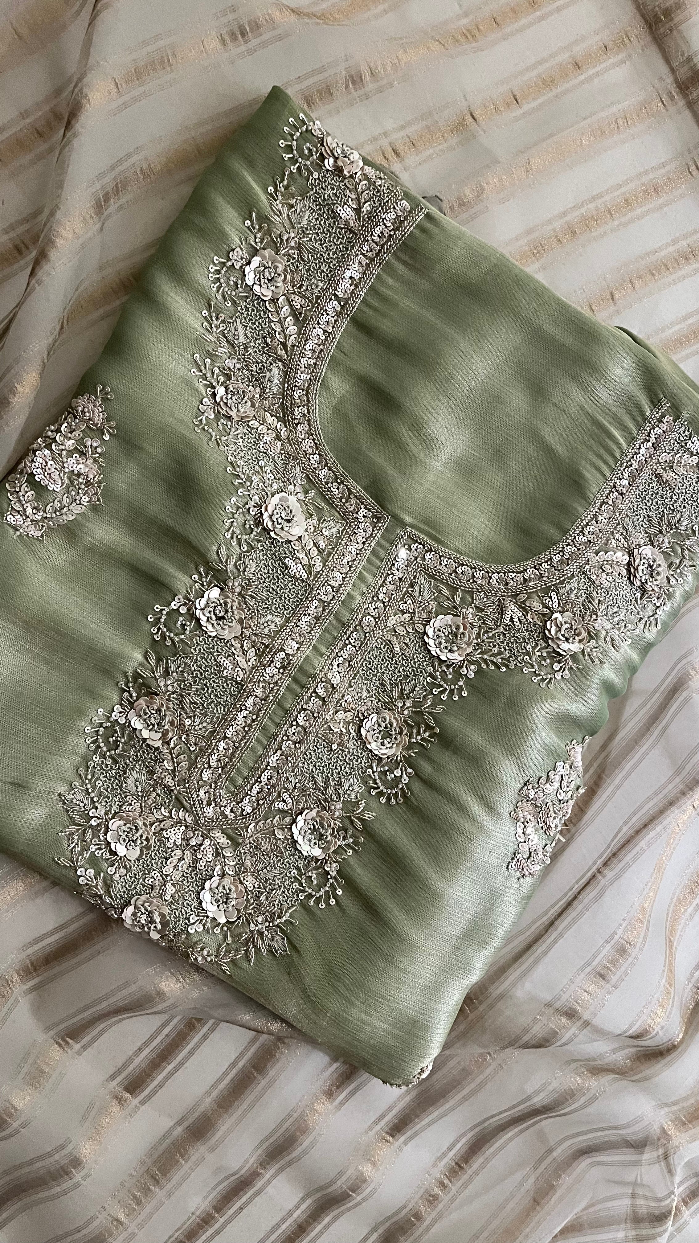 PASTEL GREEN EMBROIDERED UNSTITCHED SUIT