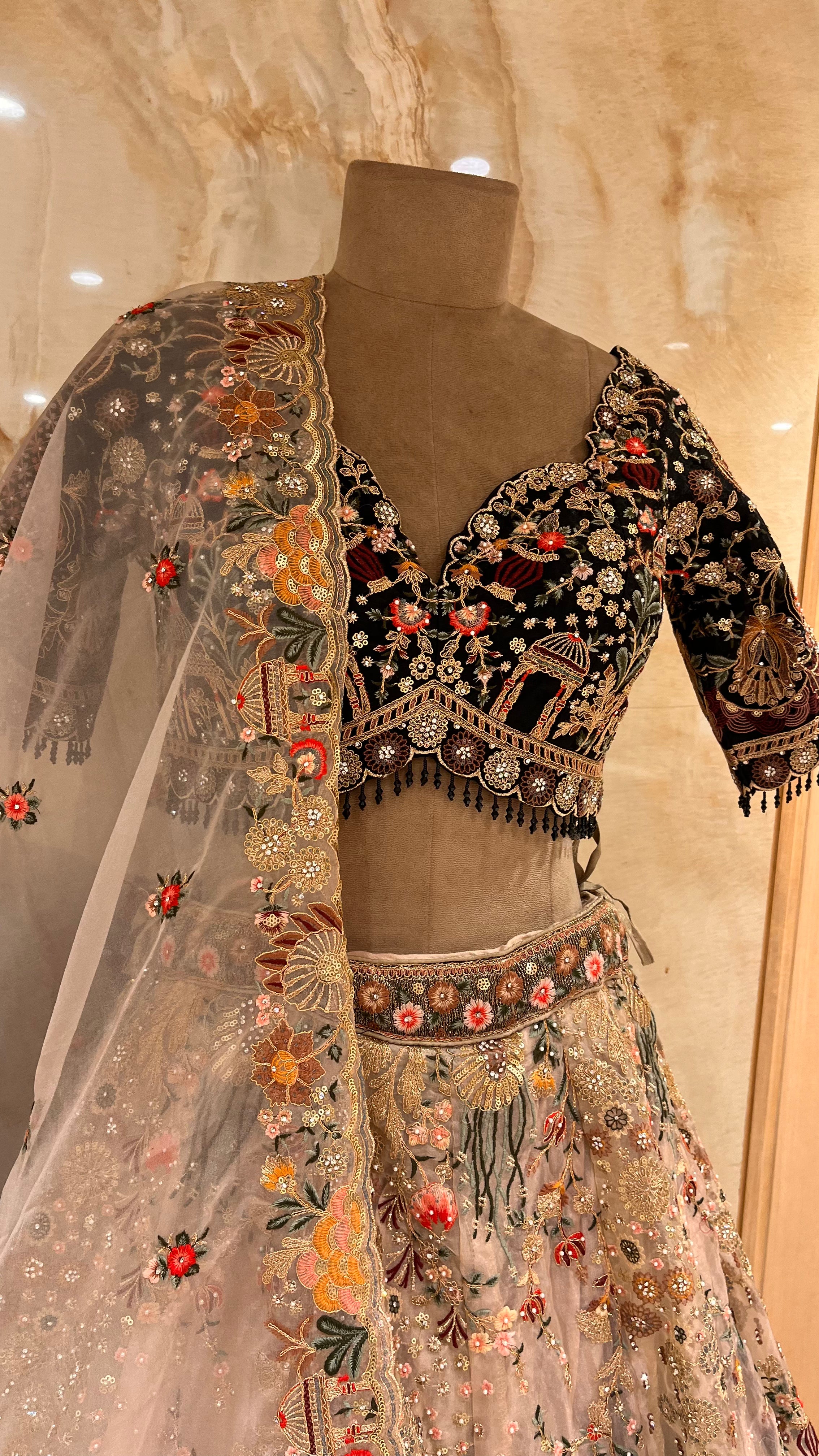 LUXURIOUS MULTICOLOR EMBROIDERED DESIGNER LEHENGA SET