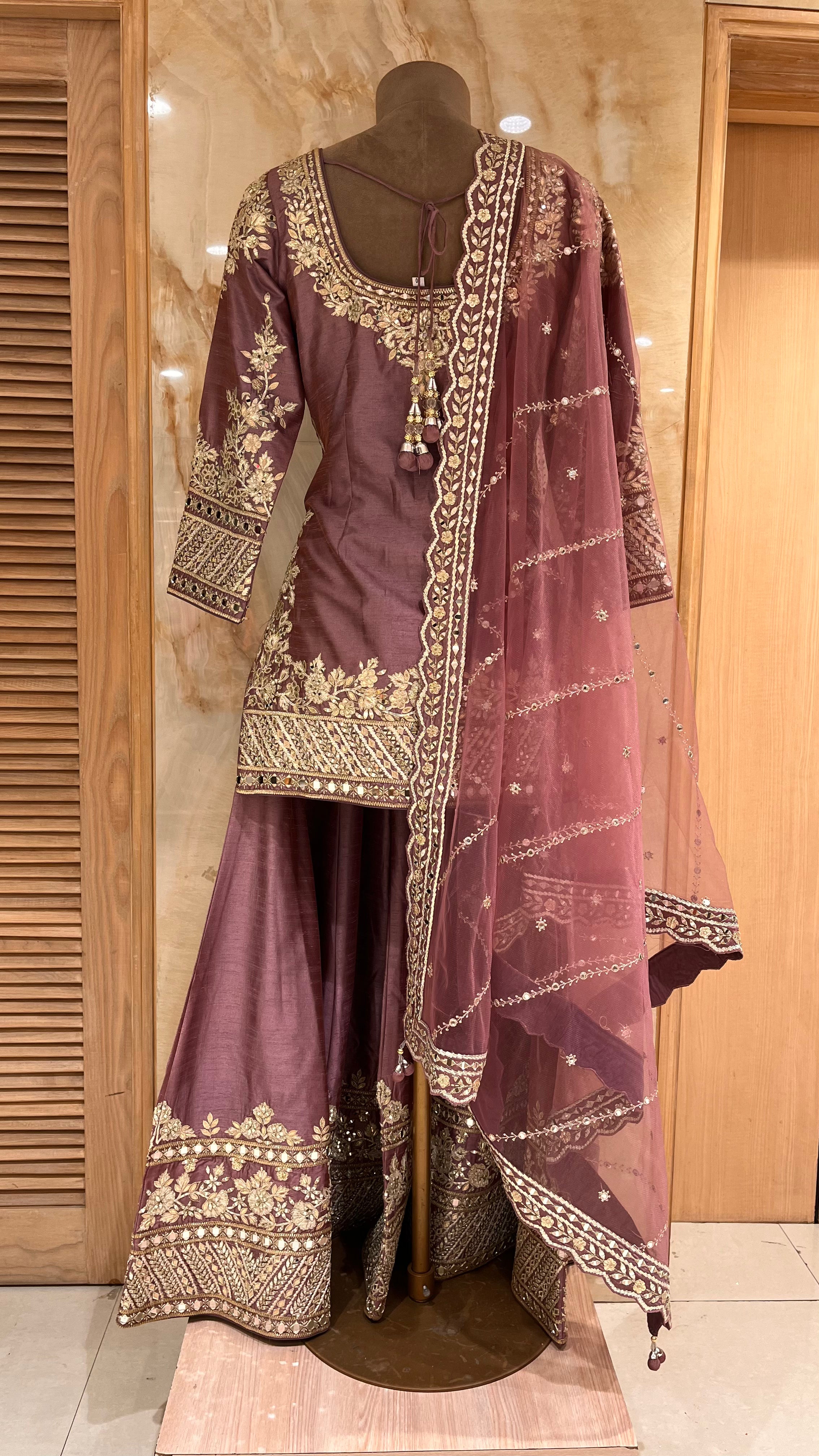 WINE EMBROIDERED READYMADE SUIT SET