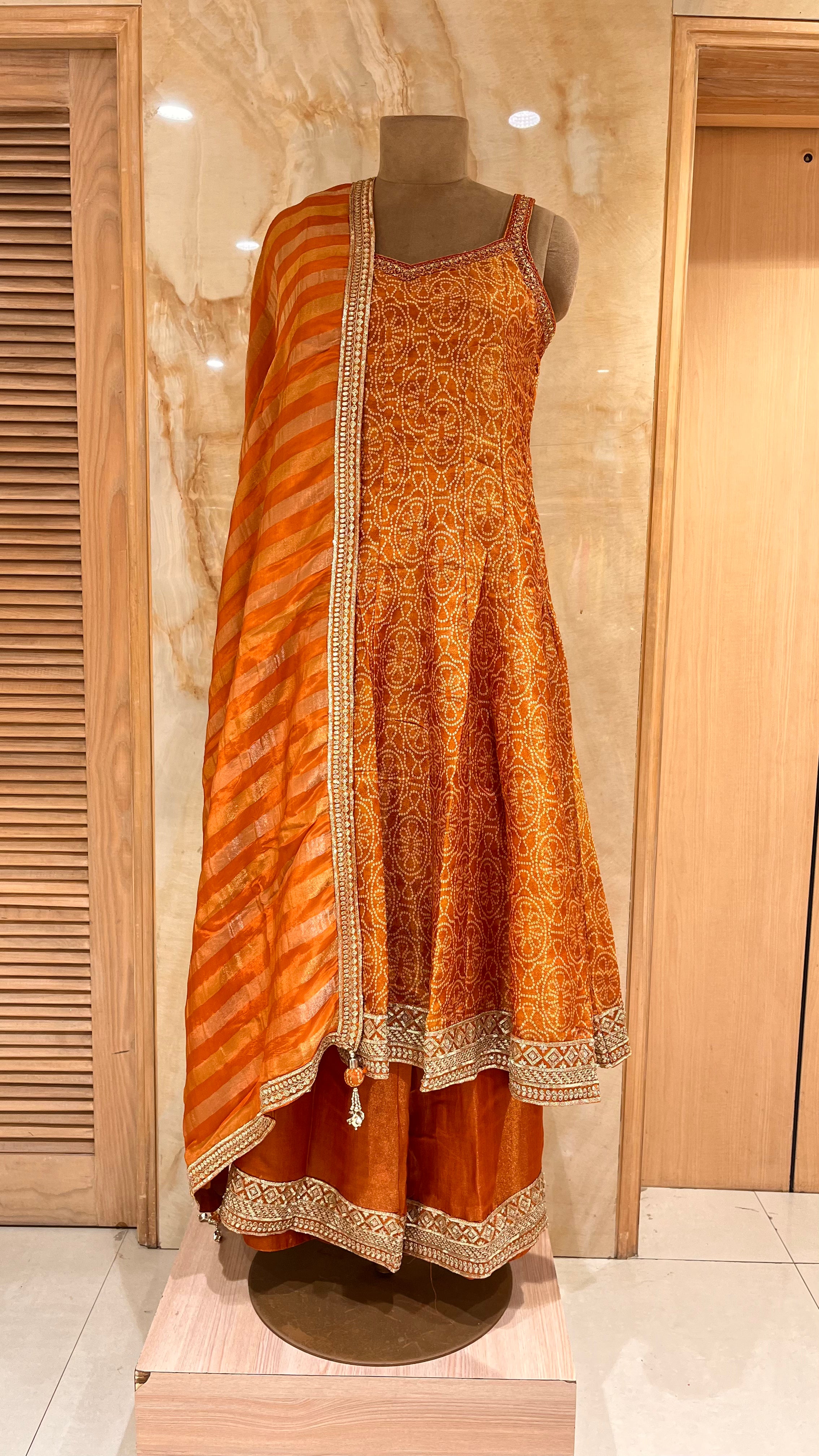 ROYAL ORANGE EMBROIDERED ANARKALI SET